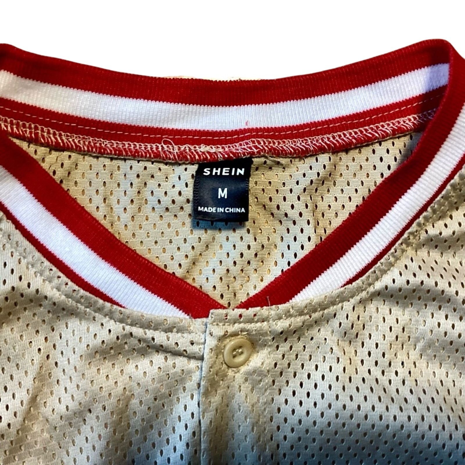 Shein NWOT SHEIN Men Letter Graphic Striped Trim Mesh Shirt Size US M / EU 48-50 / 2 - 3 Thumbnail