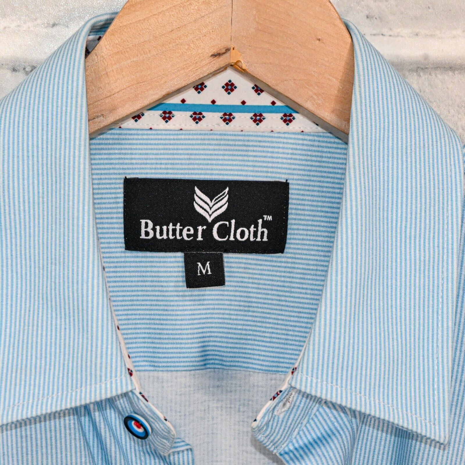 Other Butter Cloth Men's Button up Shirt in Blue striped Cotton Size US M / EU 48-50 / 2 - 3 Thumbnail