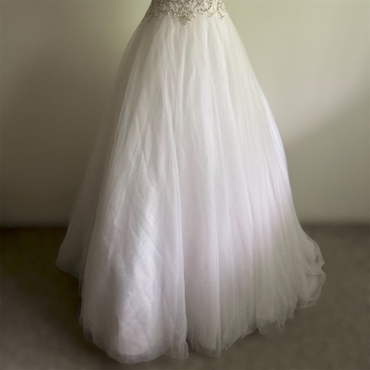 Other JUSTIN ALEXANDER White Silver Beaded Tulle Wedding Dress Size M / US 6-8 / IT 42-44 - 8 Thumbnail