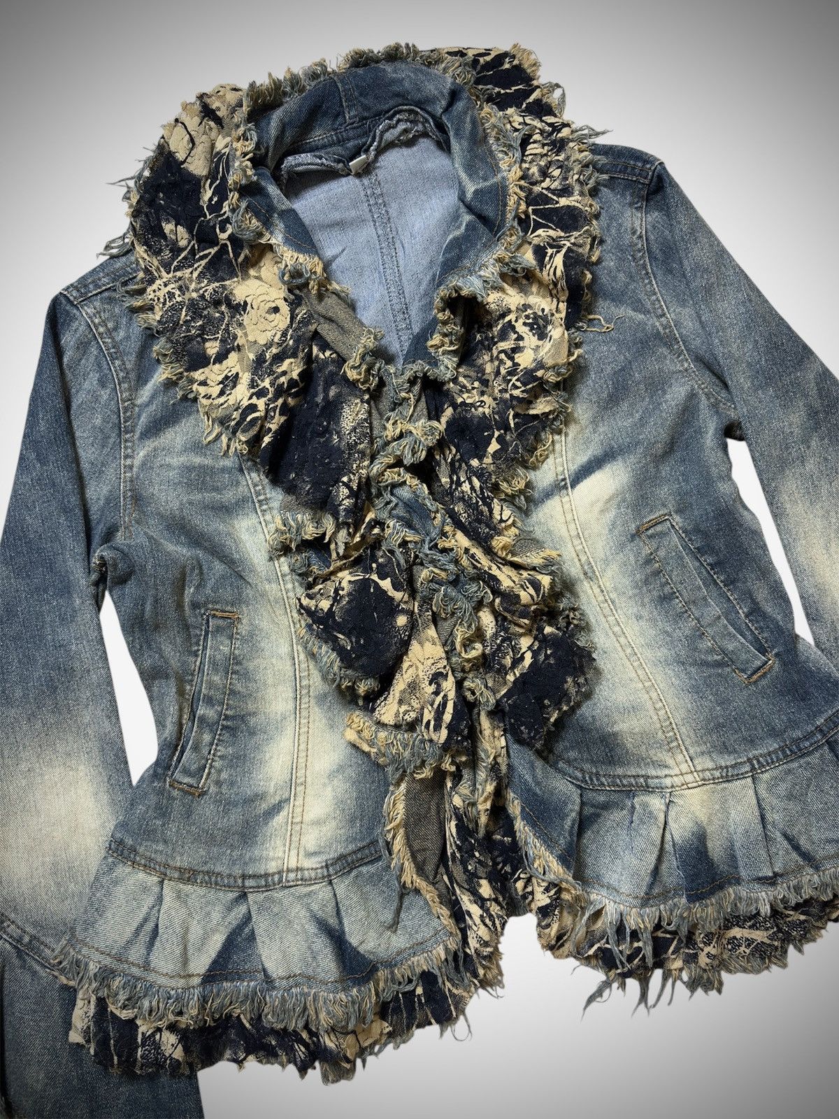 Japanese Brand 2000’s Ichioku - Japanese Ruffle Punk Ifsix Style Denim Size XL / US 12-14 / IT 48-50 - 2 Thumbnail