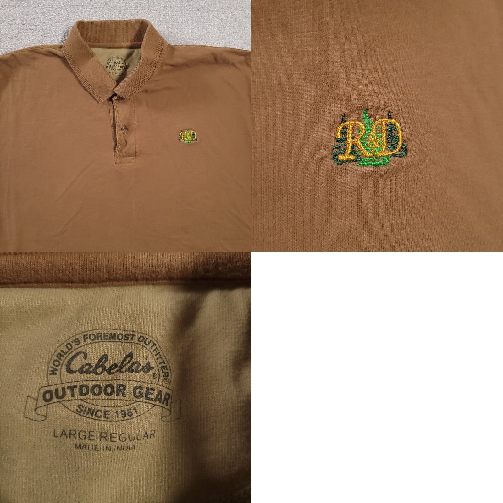 Vintage Cabela's Polo Shirt Mens Large Brown Short Sleeve 100% Cotton Logo Embroidered Casual Outdoors Golf 90s Modern Baseball Collar Mens Size US L / EU 52-54 / 3 - 8 Thumbnail