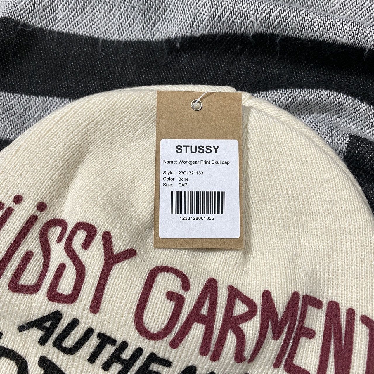 Stussy STUSSY WORKGEAR SKULLCAP BEANIE HAT • BONE Size ONE SIZE - 3 Thumbnail