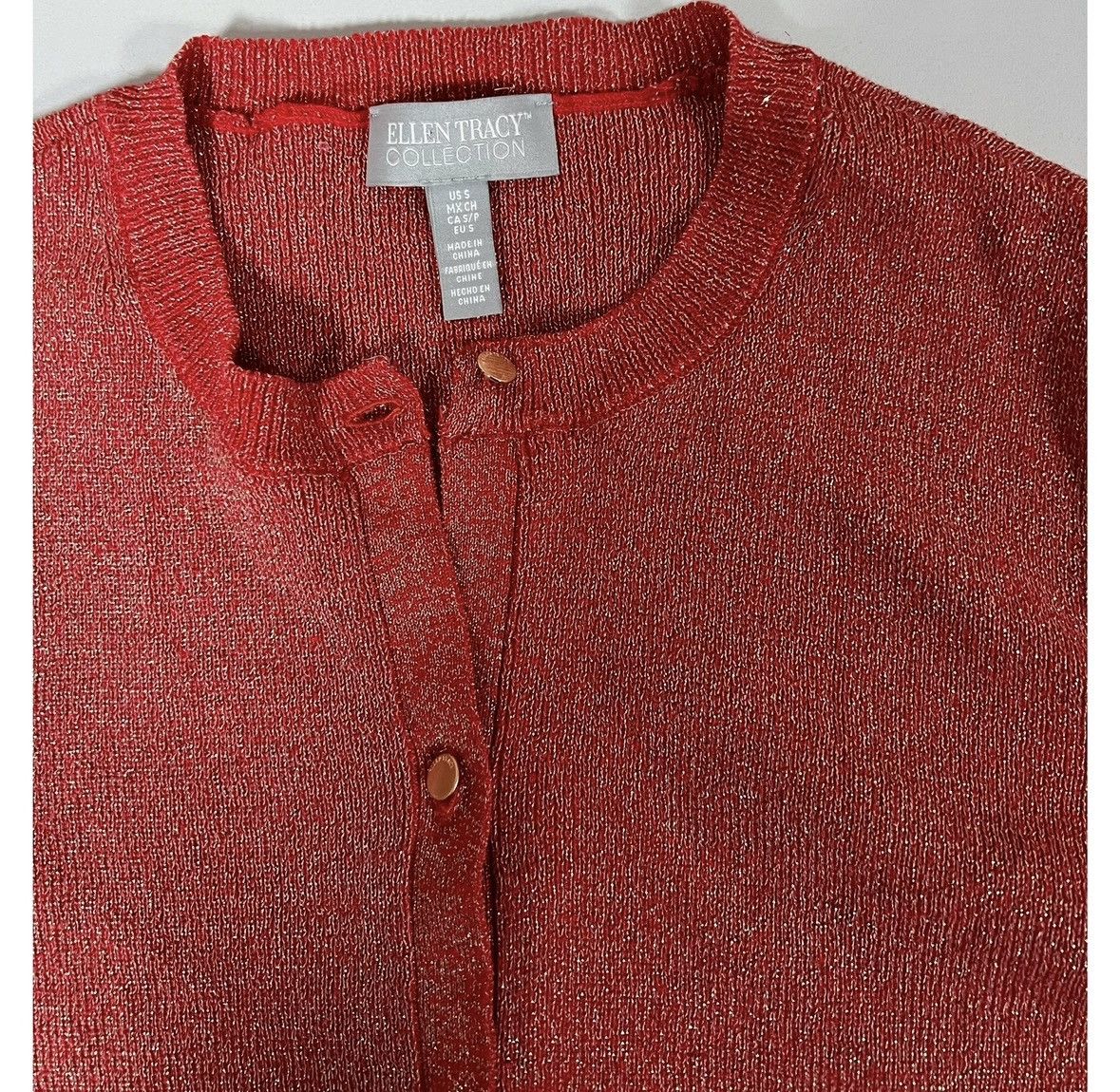 Ellen Tracy Ellen Tracy Red Gold Knit Sweater Cardigan Top Size S ❤️✨ Size S / US 4 / IT 40 - 4 Thumbnail