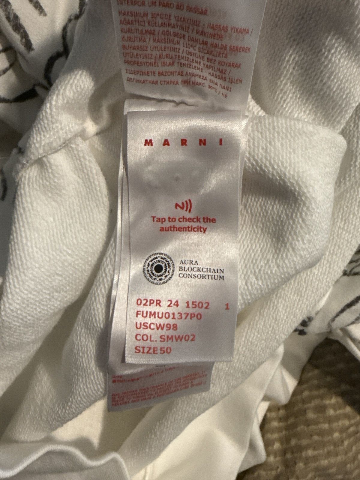 Marni Scribble Motif Hooded Sweatshirt in White Size US M / EU 48-50 / 2 - 11 Thumbnail