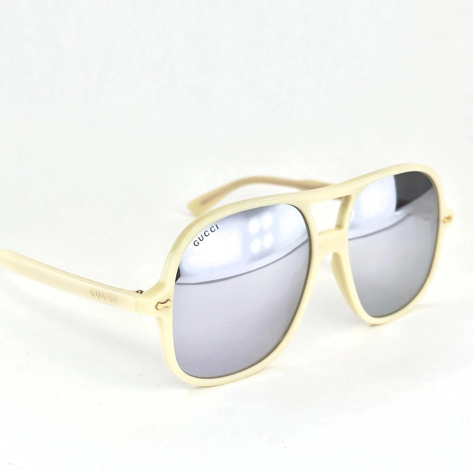 Gucci GUCCI GG0706S 0706 Ivory Mirrored Oversized Sunglasses 003 Size ONE SIZE - 6 Thumbnail