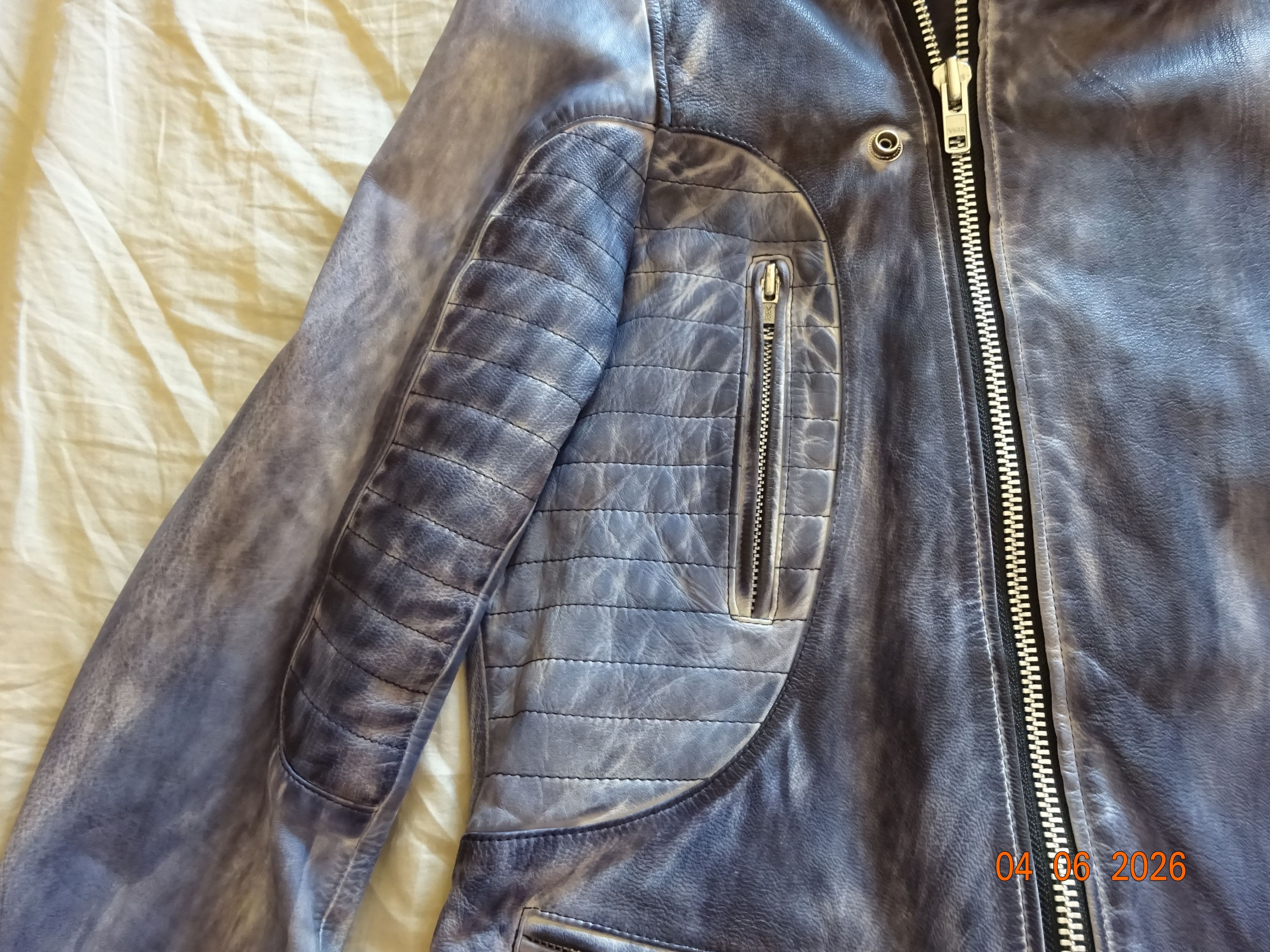 Other 100% ITALIAN LEATHER JACKET - SZ LARGE - BLUE Size US L / EU 52-54 / 3 - 5 Thumbnail