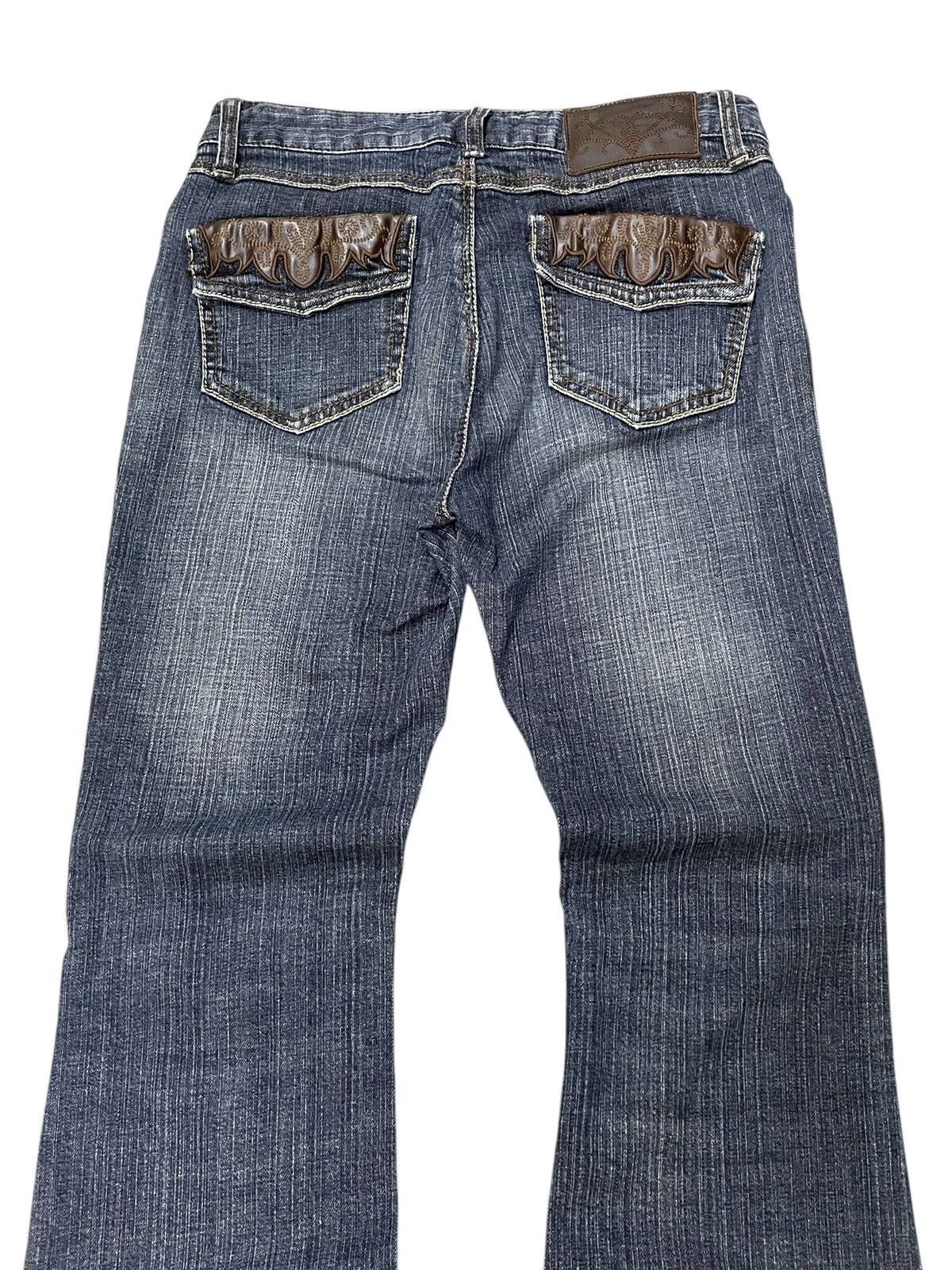 Japanese Brand × Tornado Mart Tornado Mart Style Tribal Leather Trimmed Flare Jeans Size US 26 / EU 42 - 14 Thumbnail