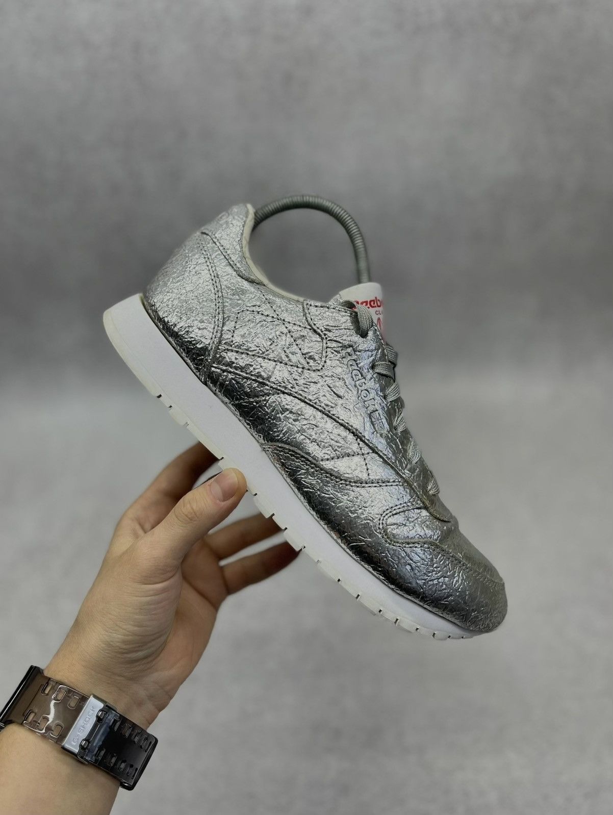 Reebok Womens Reebok Classic HD Leather Sneakers Silver Metallic Size US 8.5 / IT 38.5 - 1 Thumbnail