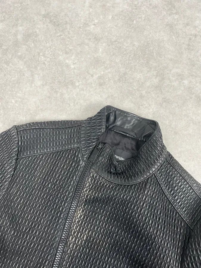 Emporio Armani SS2016 Emporio Armani Woven Asymmetrical Leather Jacket Size US S / EU 44-46 / 1 - 5 Thumbnail