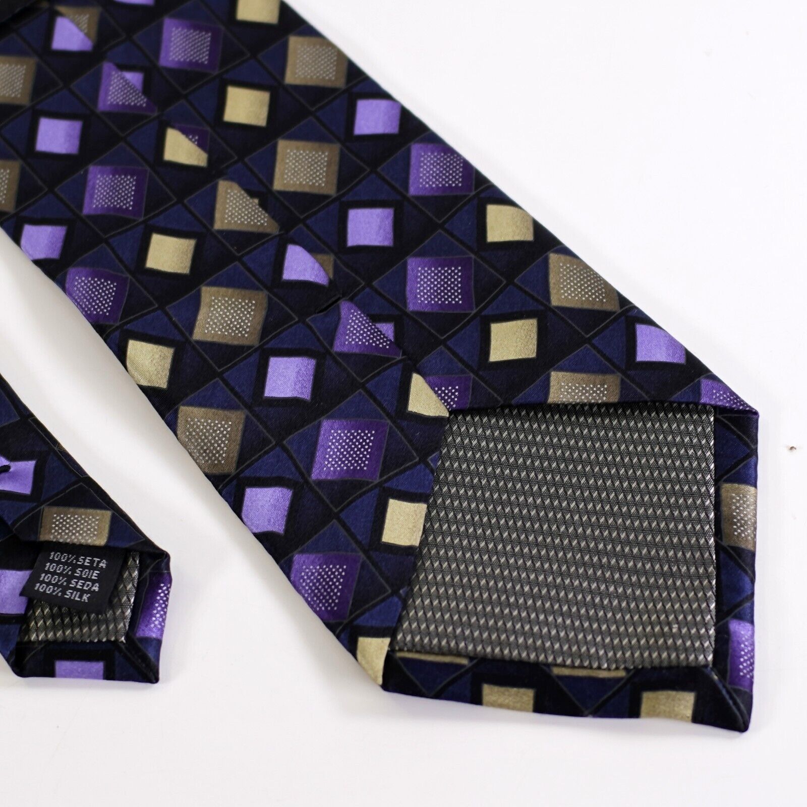 Croft & Barrow Croft & Barrow Purple Tan Geometric Print Long Silk Tie Size ONE SIZE - 6 Thumbnail