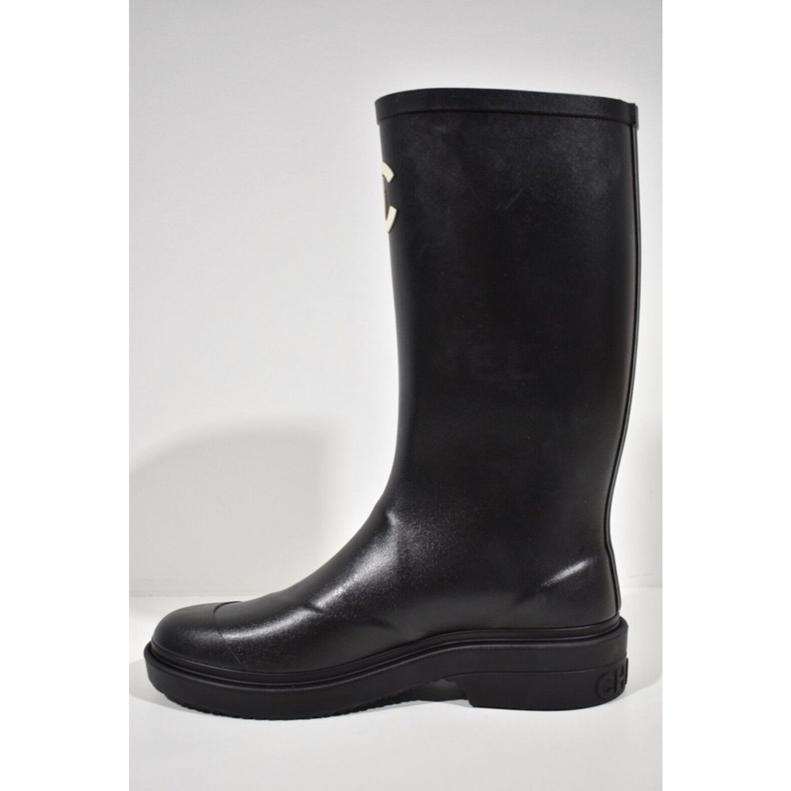 Chanel Chanel REV Black White CC Logo High Rubber Rain Boots 42 Size US 12 / IT 42 - 9 Thumbnail