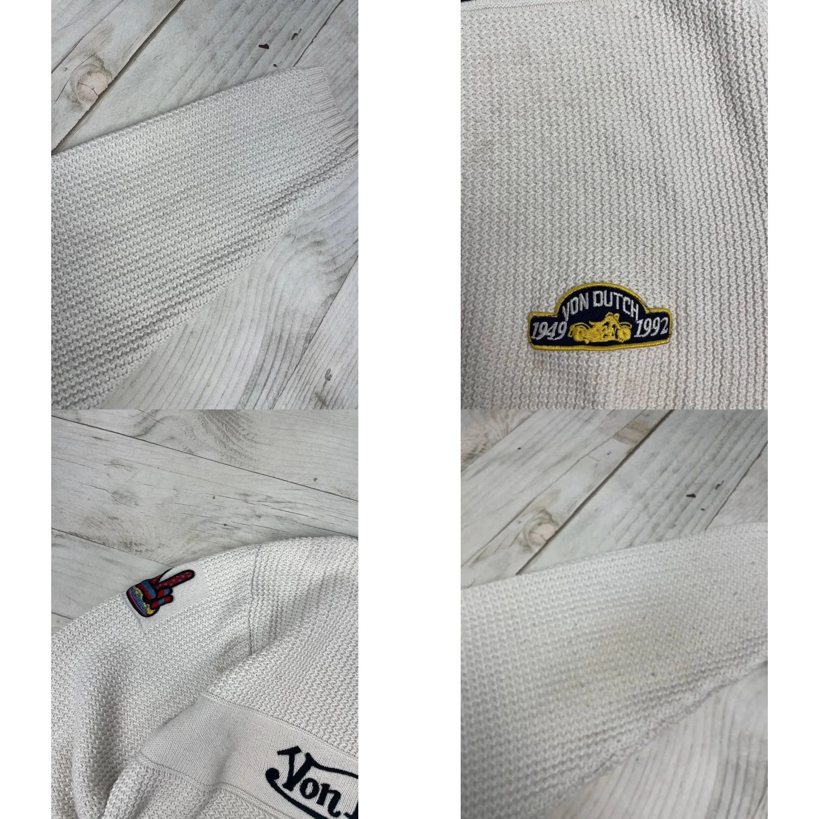 Von Dutch VINTAGE Von Dutch Big Logo Knit Sweater 90s Men L White Knit Pullover Long Sleeve Crew Neck Mens Size US L / EU 52-54 / 3 - 10 Thumbnail