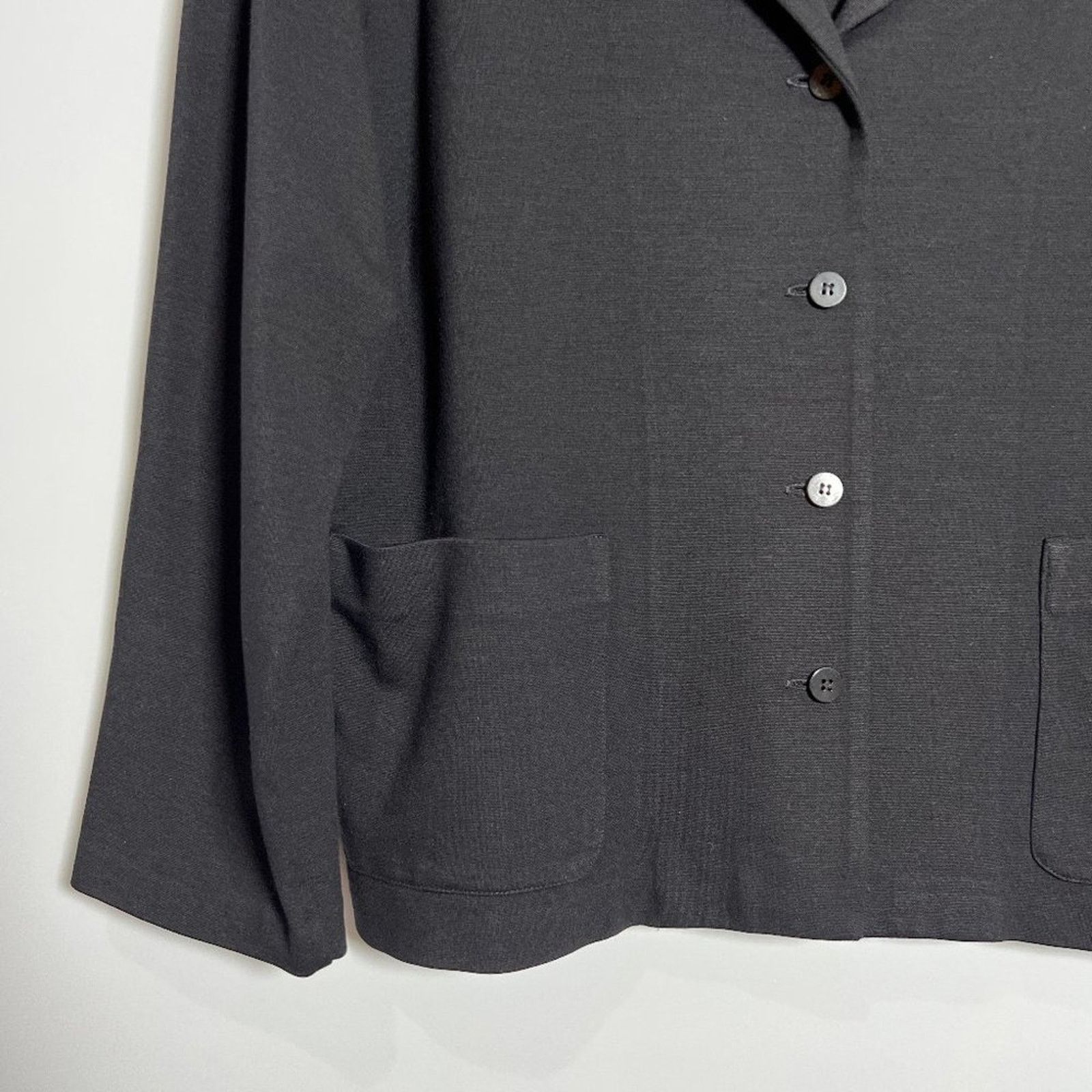 Eileen Fisher Eileen Fisher Black Stretch Blazer Pockets USA Size L Size L / US 10 / IT 46 - 9 Thumbnail