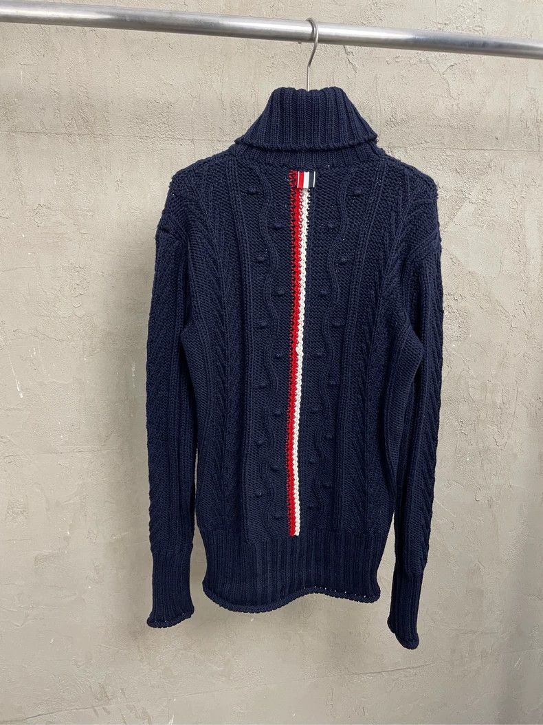 Thom Browne Thom browne Dark blue turtleneck lapel back color stripe ro Size US XS / EU 42 / 0 - 2 Thumbnail