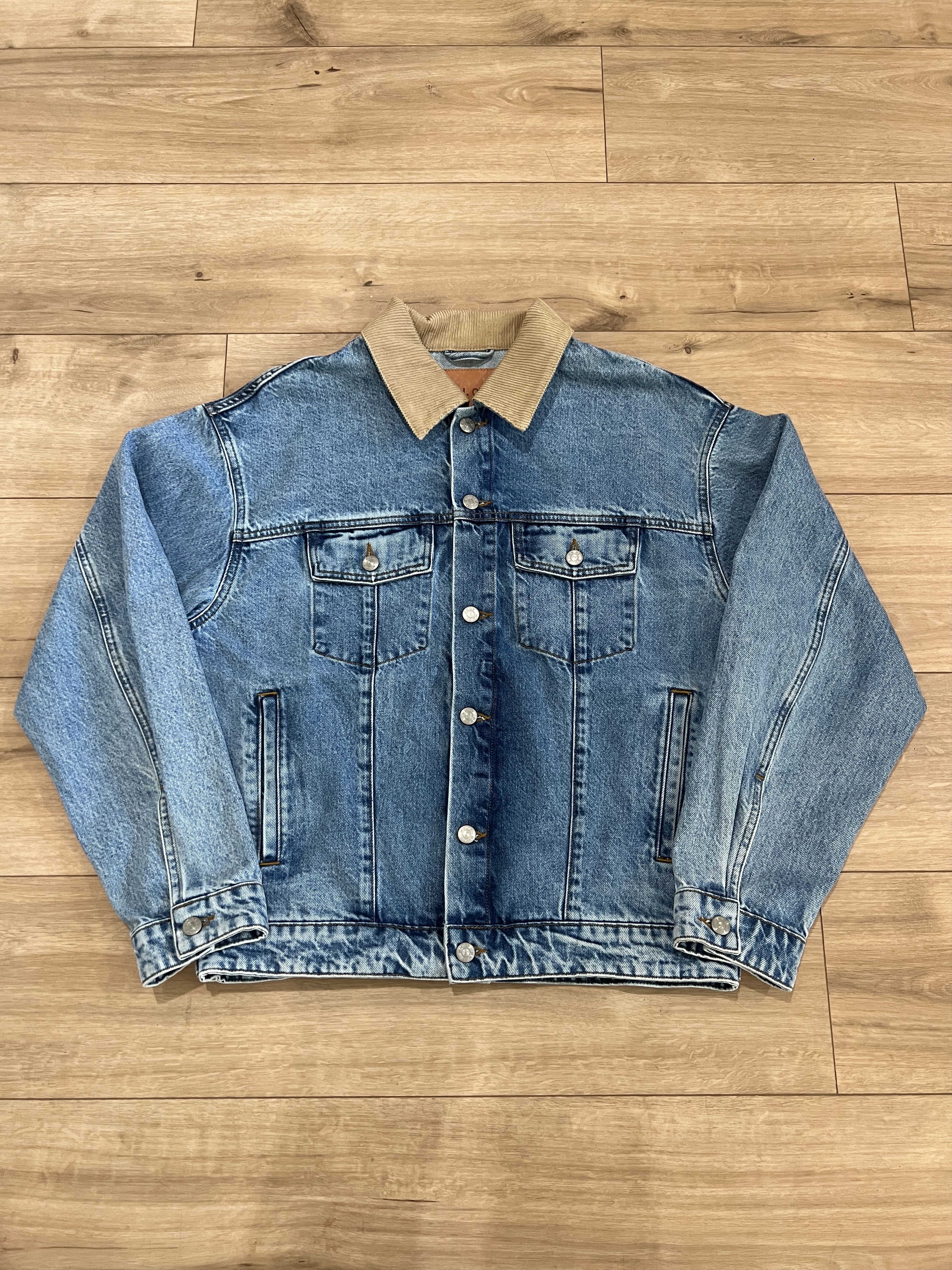 NN07 NN07 Blue Denim Jacket Corduroy Collar Button Up Overshirt Size US M / EU 48-50 / 2 - 1 Thumbnail