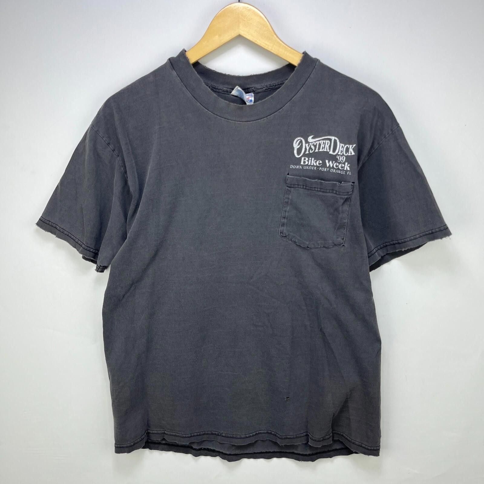 Hanes Vintage 90s Oyster Deck Bike Faded Motorcycle T Shirt XL Size US XL / EU 56 / 4 - 6 Thumbnail