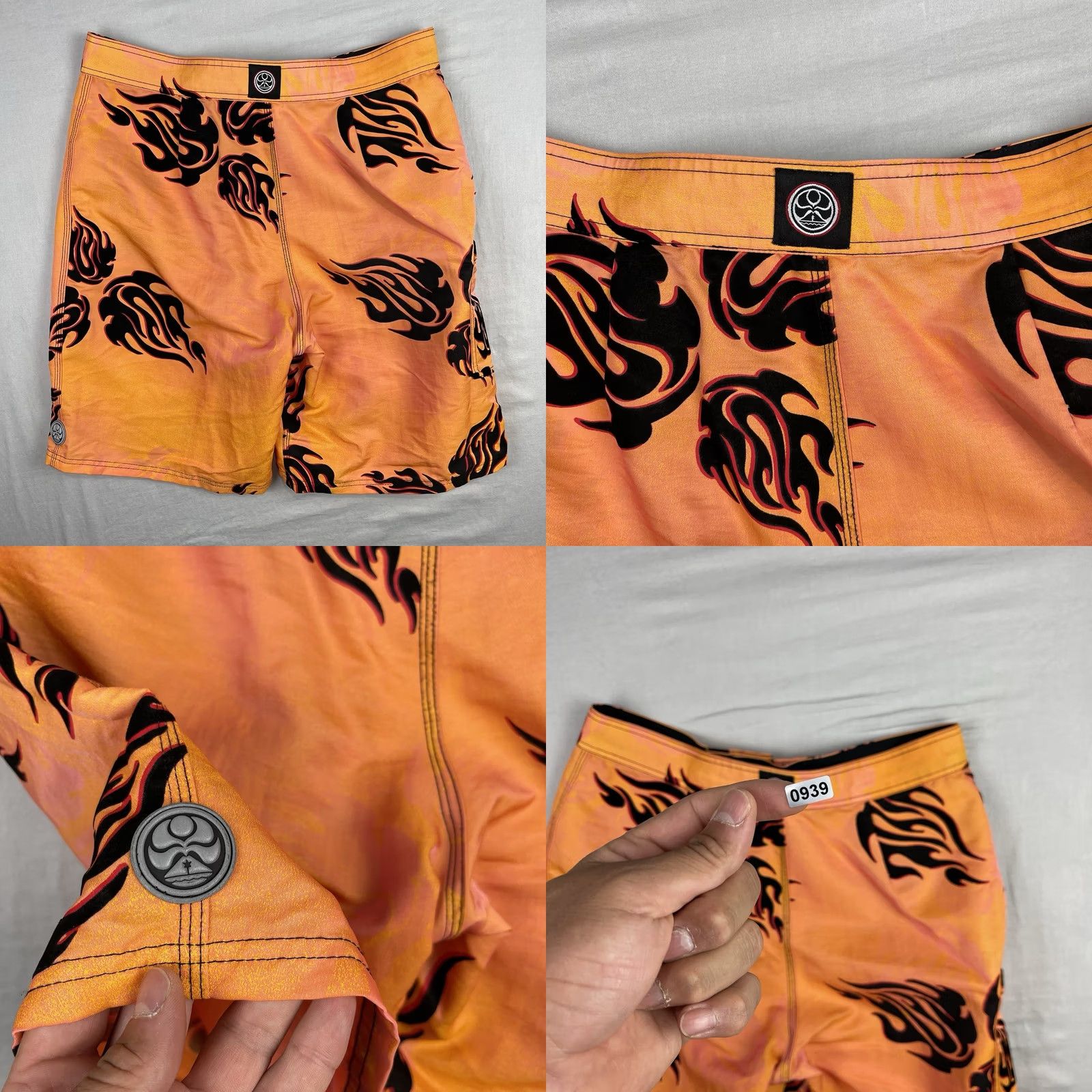 Vintage Hawaiian Island Creations Board Shorts Mens 36 Swim Surf Flames Vintage HIC Orange Polyester Nylon Pockets Drawstring Beach Surfing 90s Mens Size US 36 / EU 52 - 9 Thumbnail