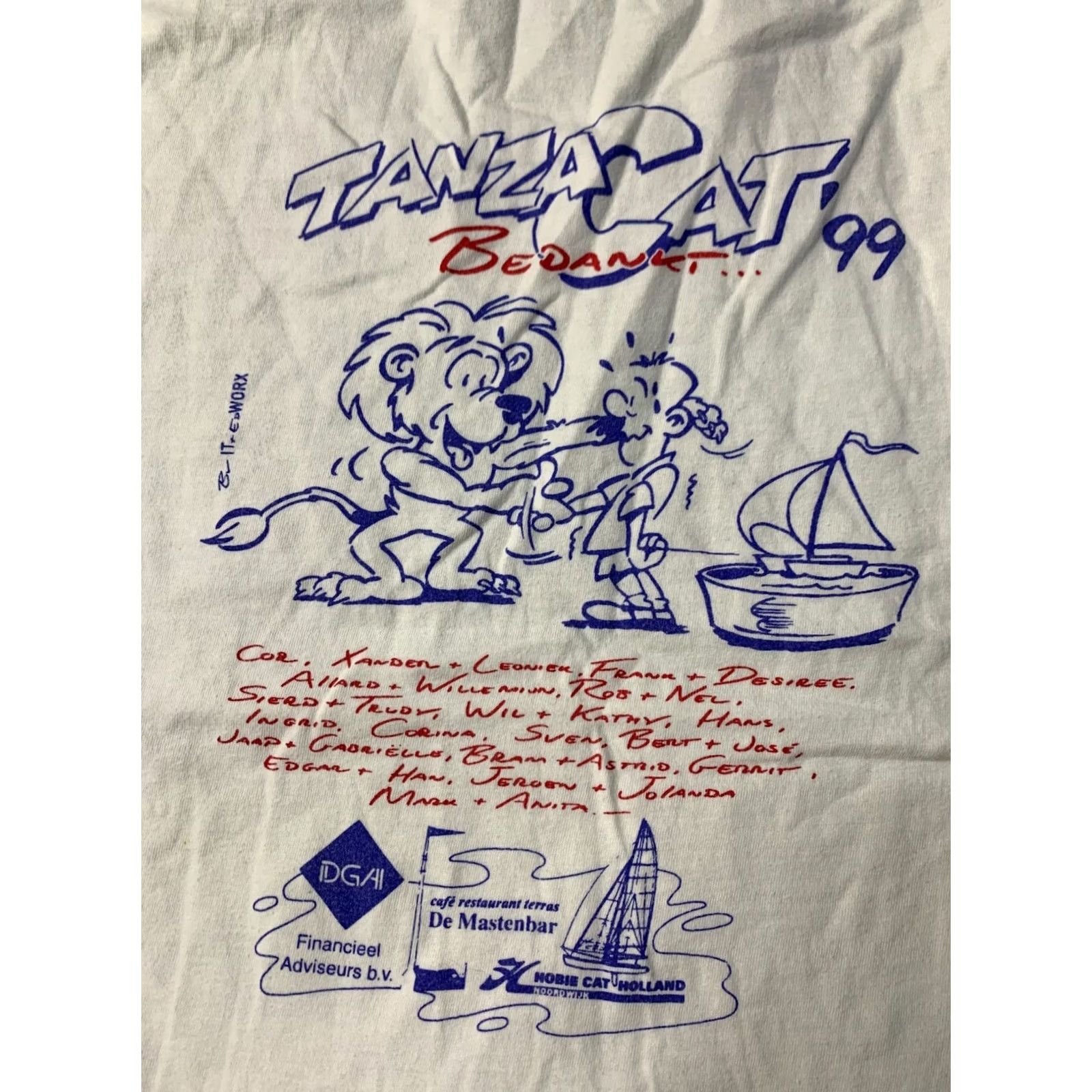 Vintage TANZA CAT 1999 VINTAGE SHIRT XL White Men Regular 1990s Official Product Bedankt Print CAT Decade 1999 USA Size US XL / EU 56 / 4 - 3 Thumbnail
