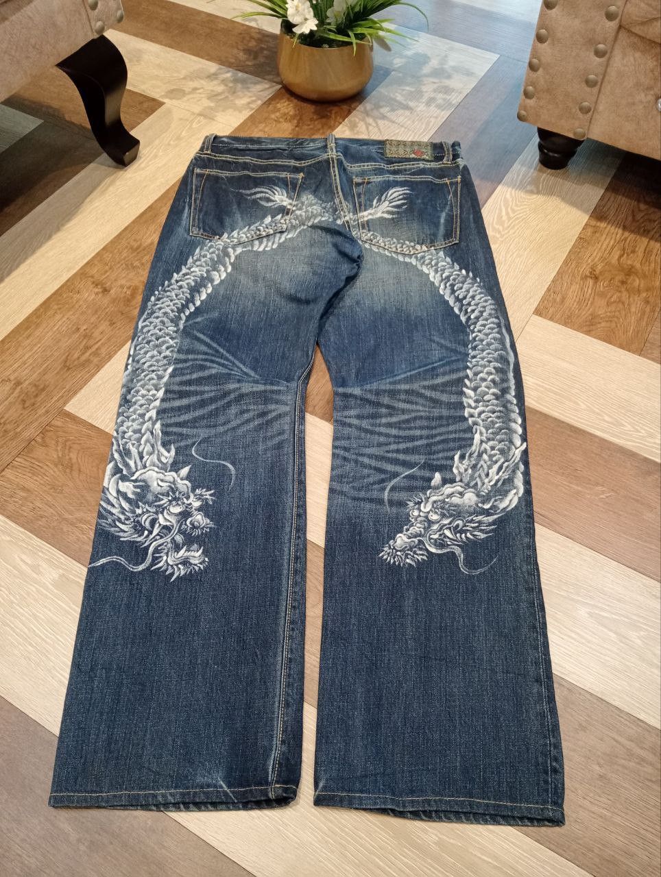 Eternal ETERNAL JAPAN DRAGON BLUE DENIM SUKAJAN PANTS Size US 34 / EU 50 - 11 Thumbnail