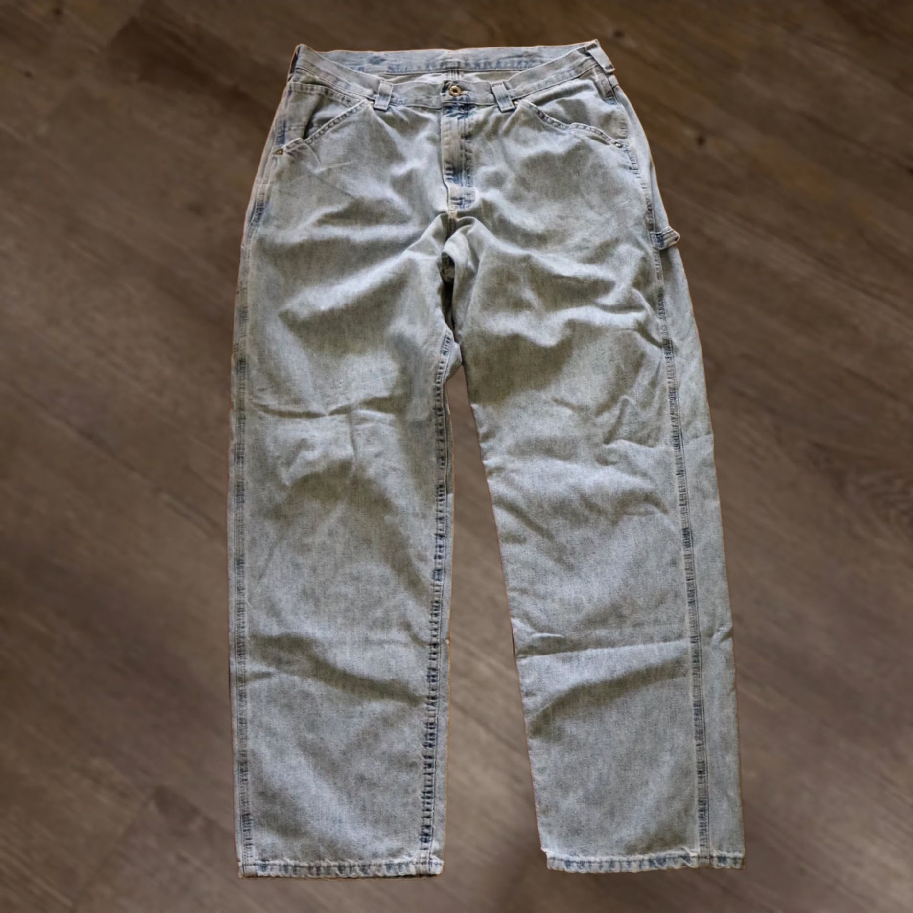 Lee VINTAGE Lee carpenter jeans 35x33 blue light wash 5-pocket denim workwear jeans Mens 70s 80s 90s Y2K baggy distressed wear-tested ready to wear Size US 35 - 1 Thumbnail