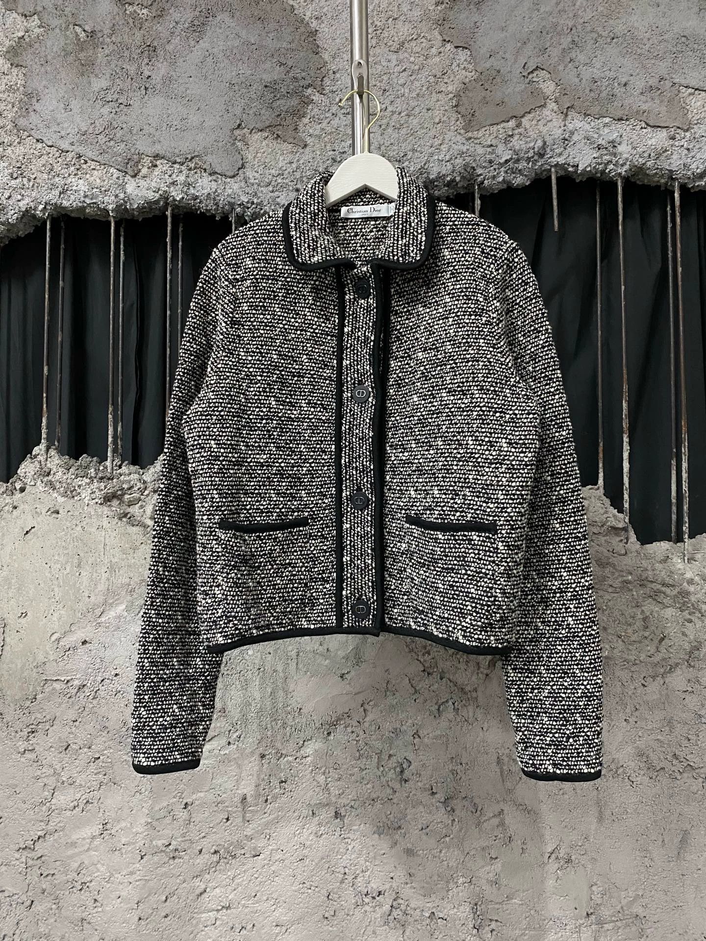 Dior Dior Black & White Woven Wool Chanel-style Jacket Size M / US 6-8 / IT 42-44 - 1 Thumbnail