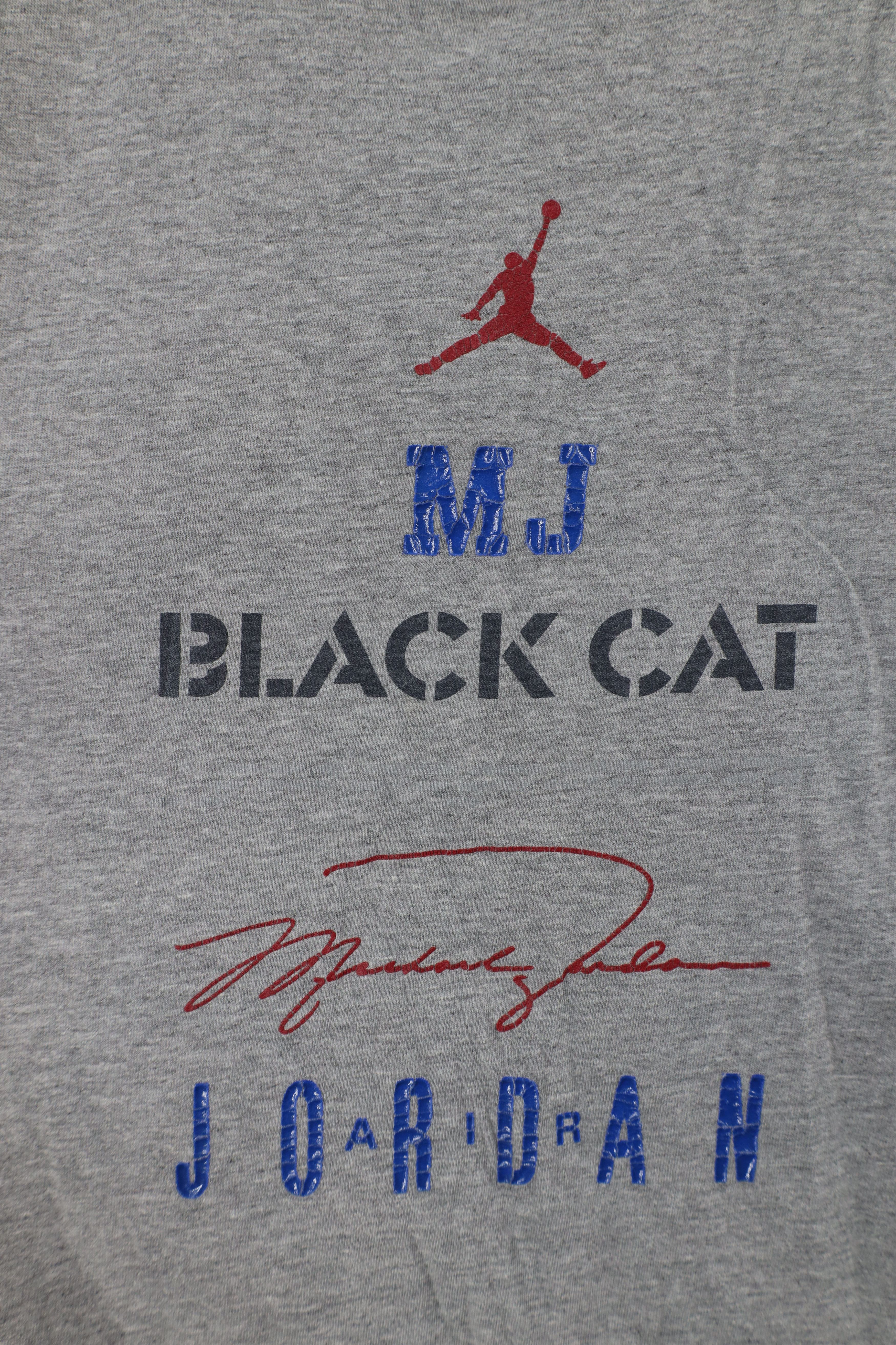 Nike × Vintage Vintage Nike Air Jordan Jumpman MJ Black Cat T-Shirt Gray Size US L / EU 52-54 / 3 - 4 Thumbnail