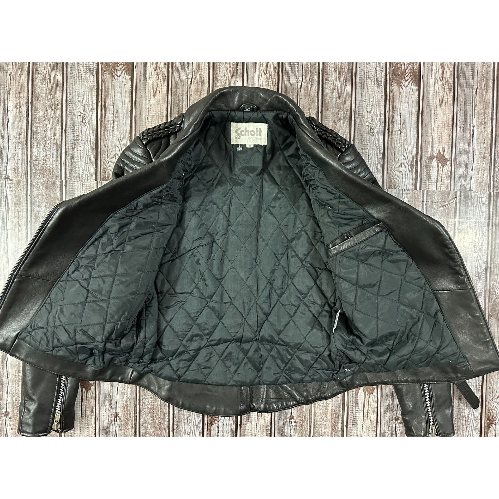 Schott Schott Biker Riders Leather Jacket color Black size 8 Size M / US 6-8 / IT 42-44 - 3 Thumbnail