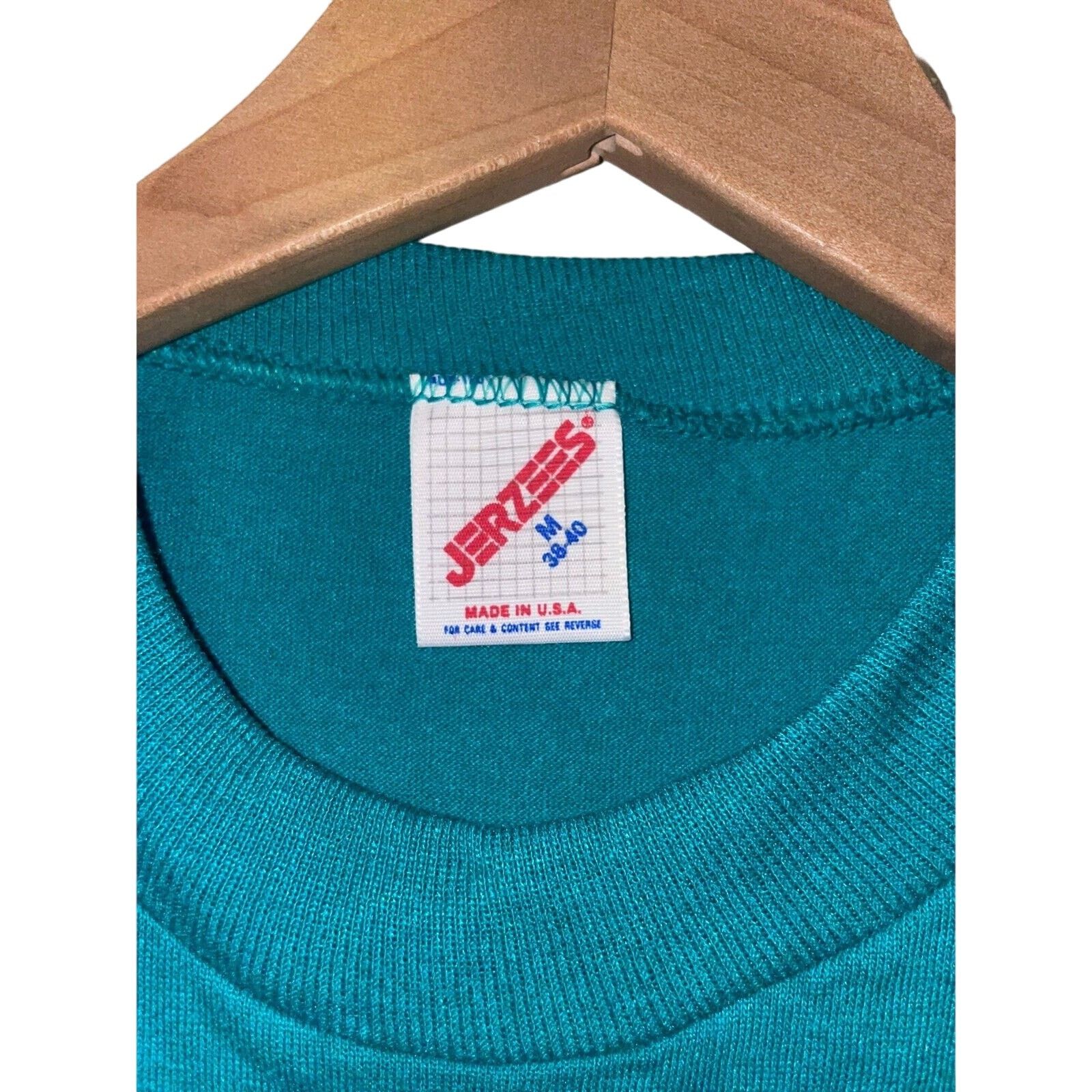 Jerzees 1980s Vintage Jerzees Montana Wildflower Teal Shirt 80s M Size US M / EU 48-50 / 2 - 8 Thumbnail
