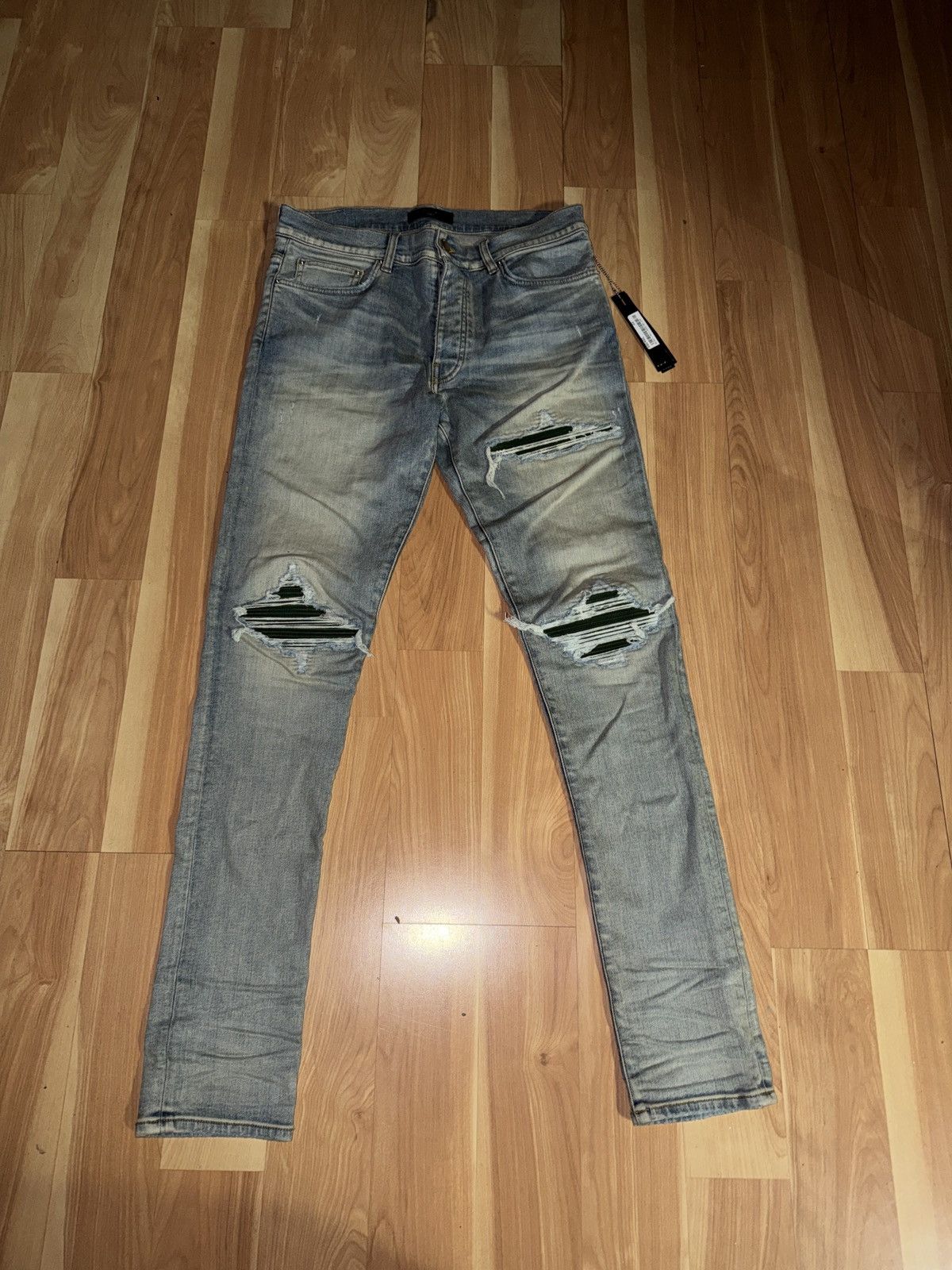 Amiri Blue Suede MX1 Jeans Size US 33 - 1 Thumbnail