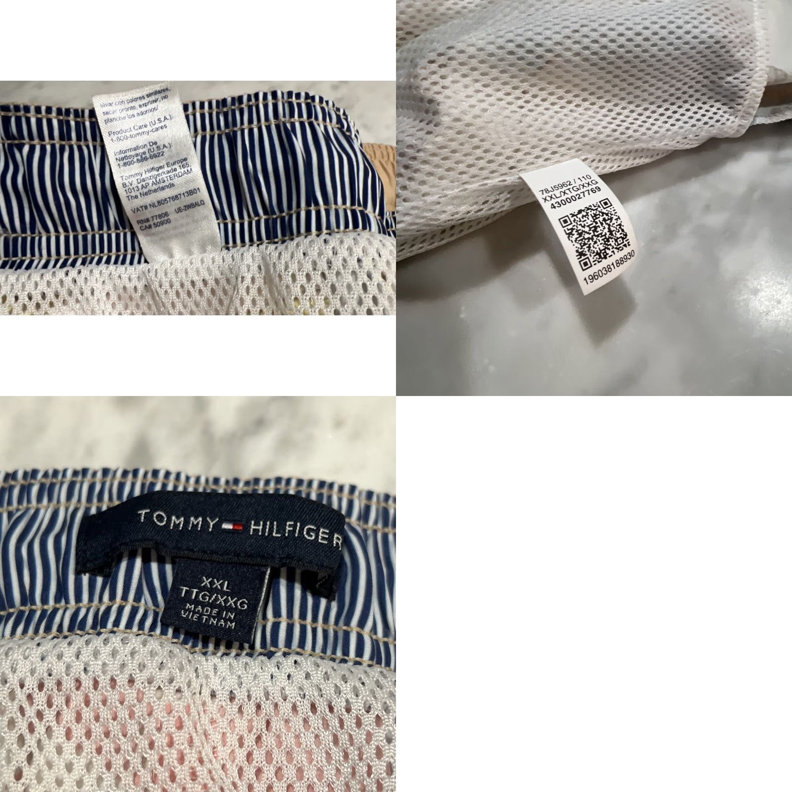 Tommy Hilfiger Tommy Hilfiger Men Lined Swim Shorts Trunks 2XL Cotton Blend Pockets Drawstring Multicolor Beach Logo Size US 39 - 9 Thumbnail
