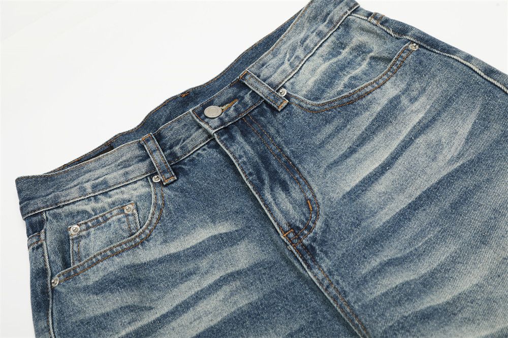 Jean Men's street style punk distressed washed straight jeans Size US 32 / EU 48 - 3 Thumbnail