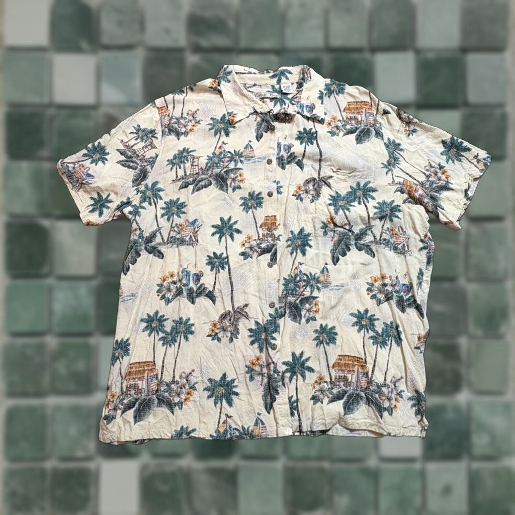 Vintage Batik Bay Hawaiian Shirt Mens Size 2 XB 100% Rayon Tropical Palms Button Up Dad Size US XXL / EU 58 / 5 - 1 Thumbnail