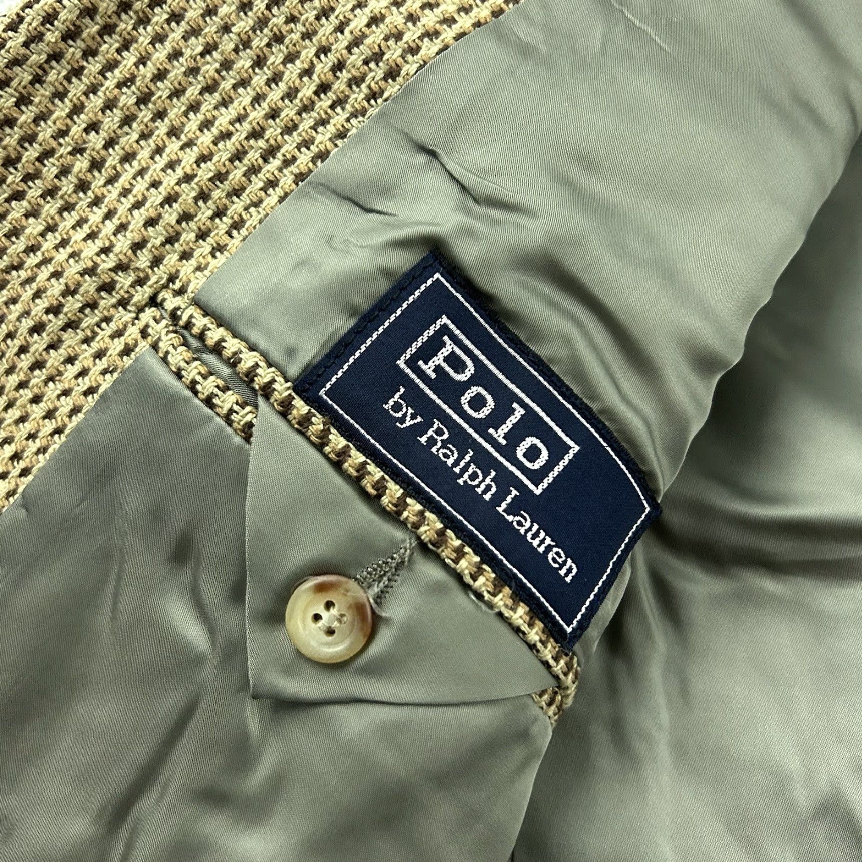Polo Ralph Lauren Polo Ralph Lauren Blazer Silk Houndstooth 2 Button Long Beige 42 Men's Size US XL / EU 56 / 4 - 5 Thumbnail