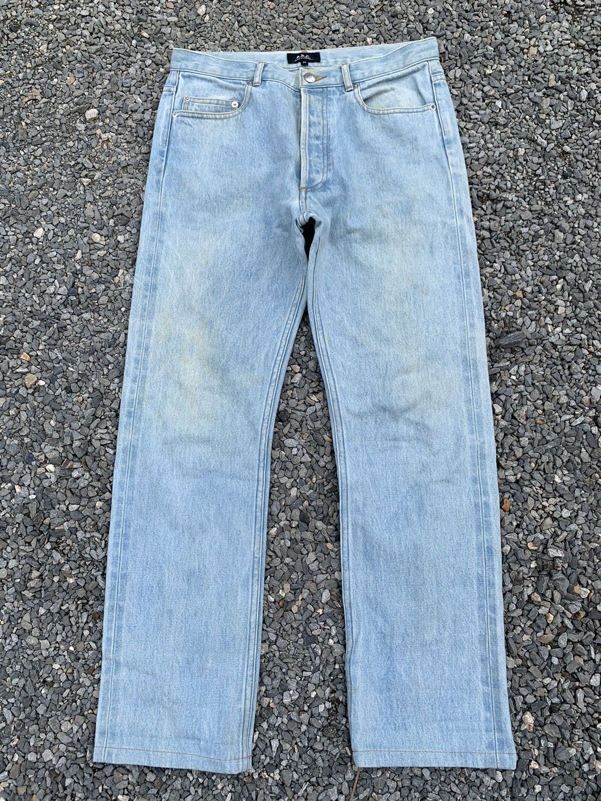 A.P.C. APC SELVEDGE BUTTON FLY LIGHT BLUE JAPANESE DISTRESSED DENIM Size US 30 / EU 46 - 5 Thumbnail