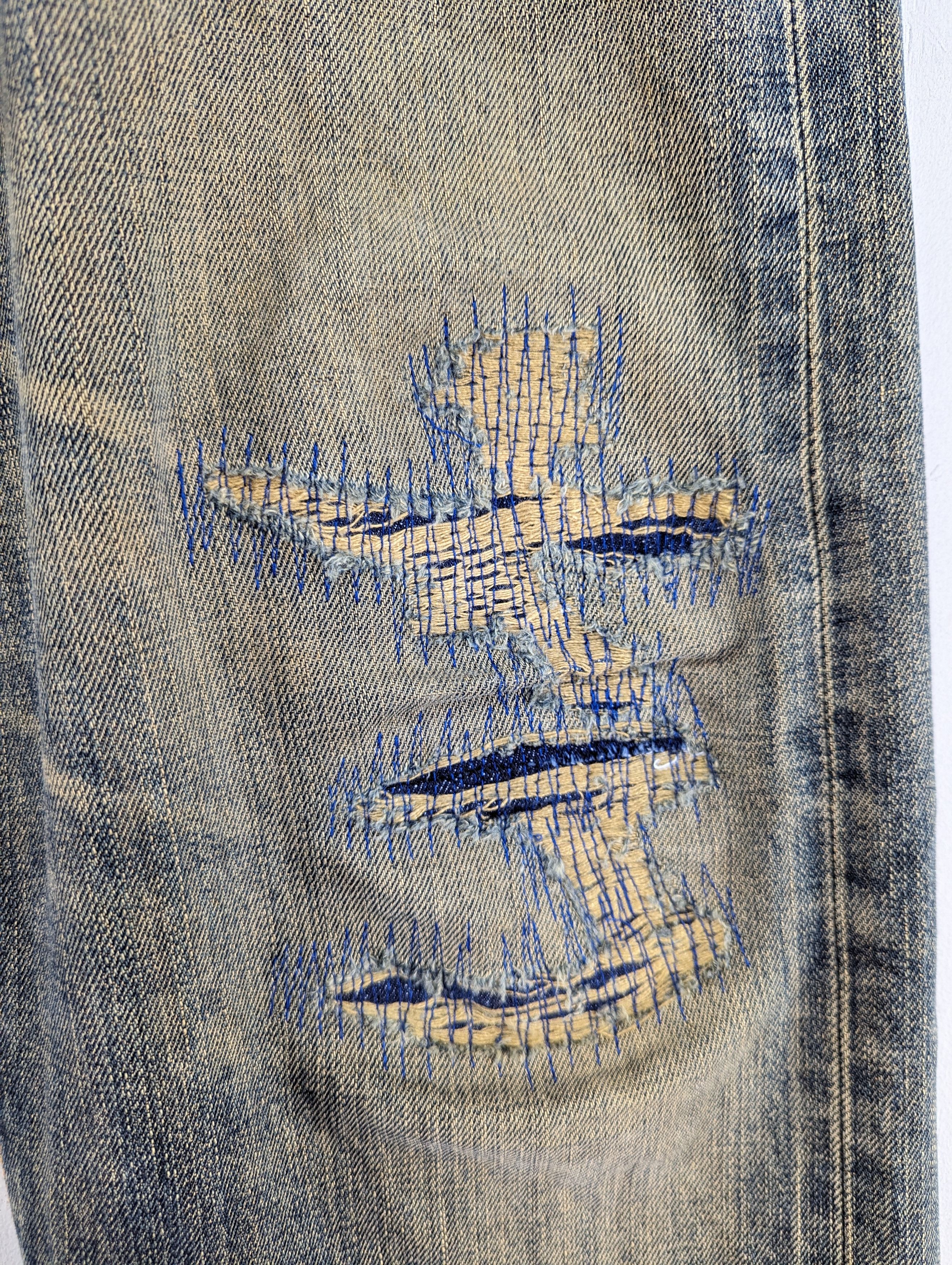 Edwin Vintage Edwin 505 X Distressed Selvedge Dirty Blue Jean Size US 35 - 8 Thumbnail