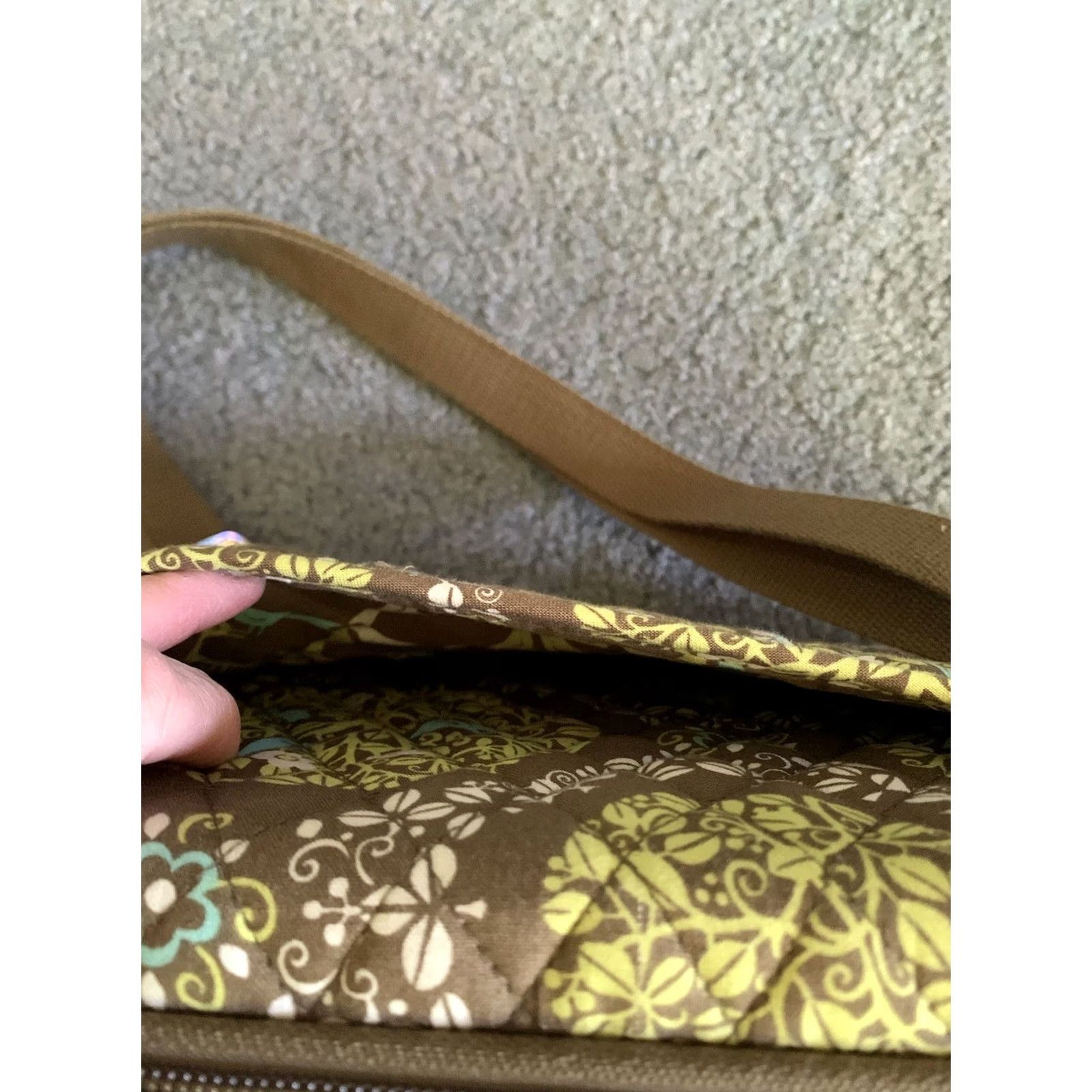 Vera Bradley Vera Bradley Sittin' In A Tree Laptop Bag Crossbody Hard Shell Carry On Case, Quilted, Adjustable Strap, Women, Lime Green/Brown, See Picture, Used Size ONE SIZE - 6 Thumbnail