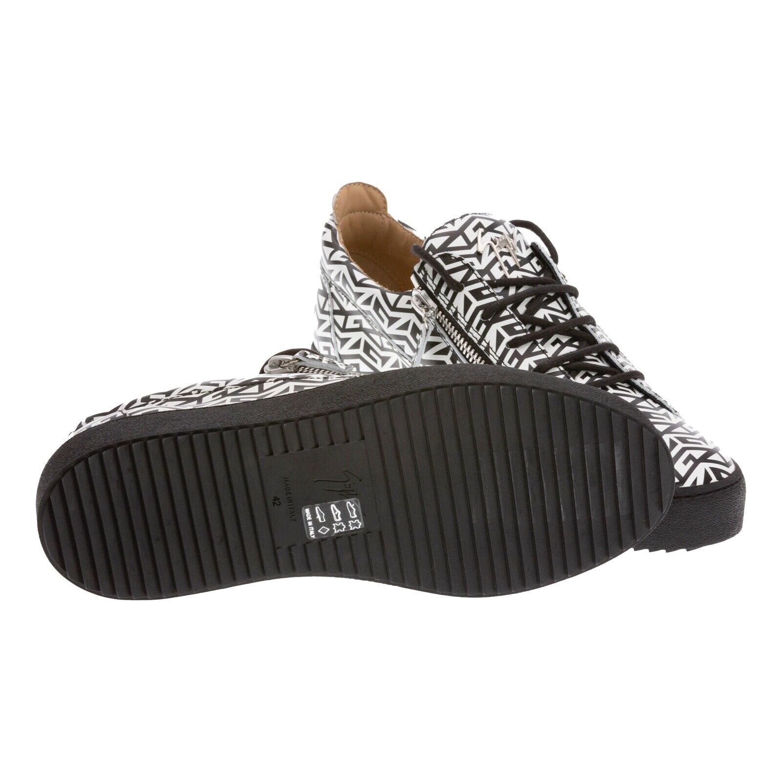 Giuseppe Zanotti Giuseppe Zanotti Double-Zip Leather Sneakers Black/White Size US 10 / EU 43 - 6 Thumbnail