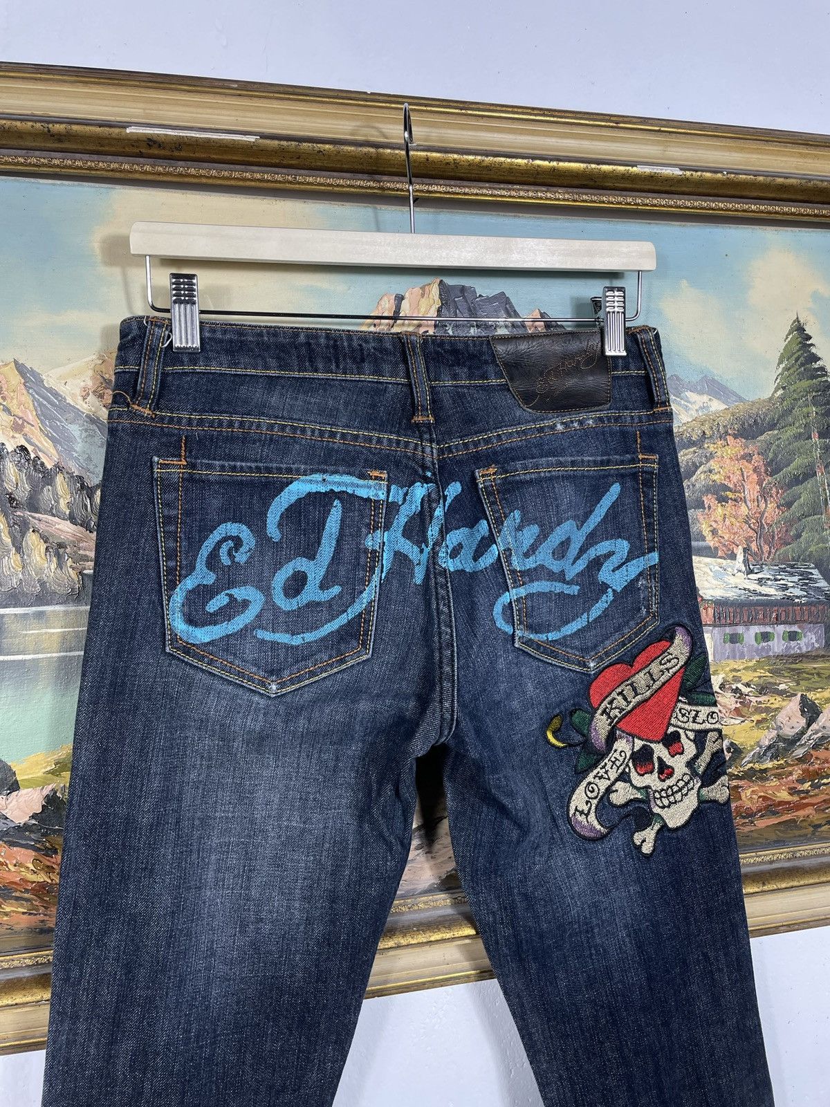 Ed Hardy × Vintage Ed Hardy Vintage Y2k Low Rise Denim Trousers Jeans Drip Swag Size 27" / US 4 / IT 40 - 10 Thumbnail