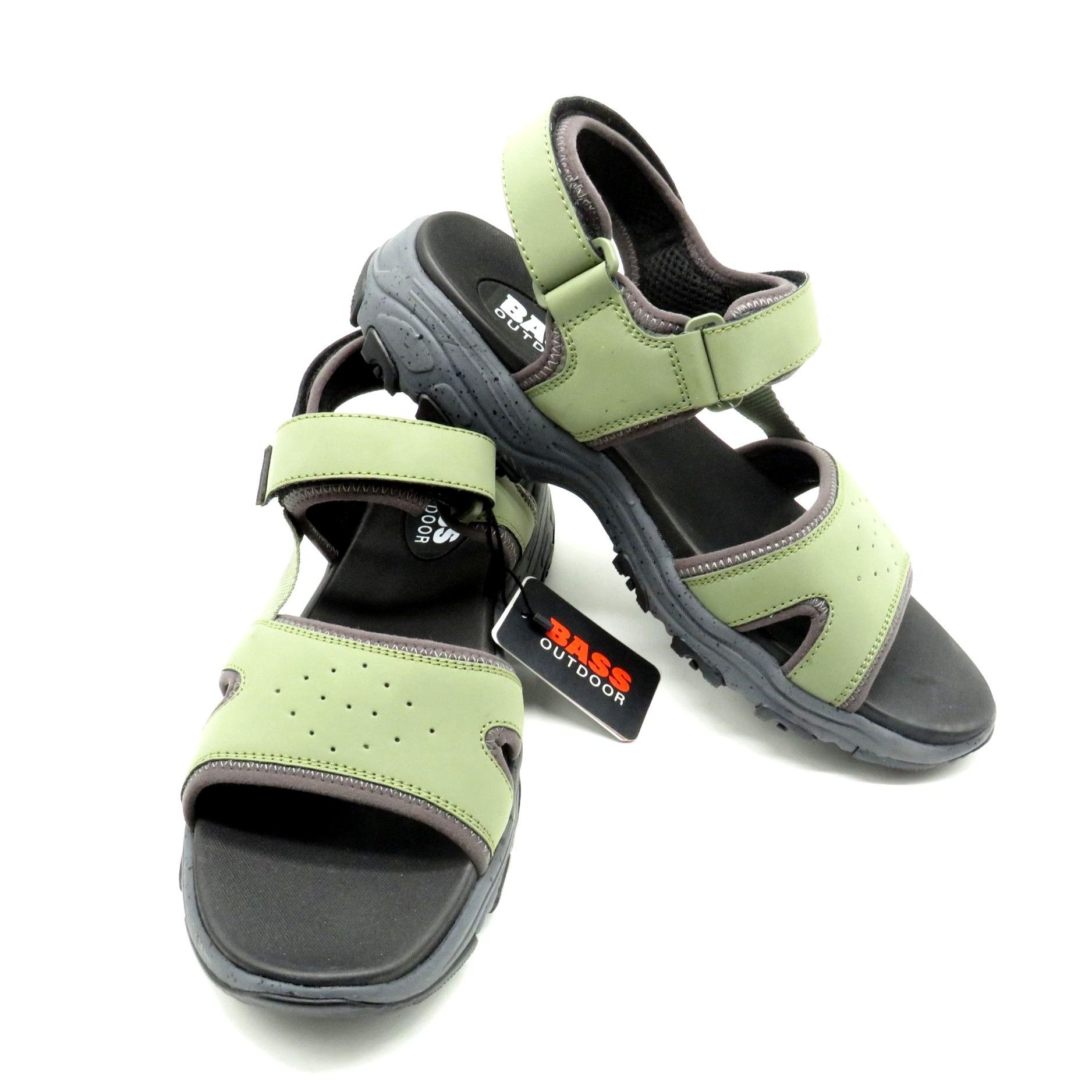 Bass Bass Outdoor Mens Green Gray Adjustable Strap Trail Sandals Size US 11.5 / EU 44-45 - 3 Thumbnail