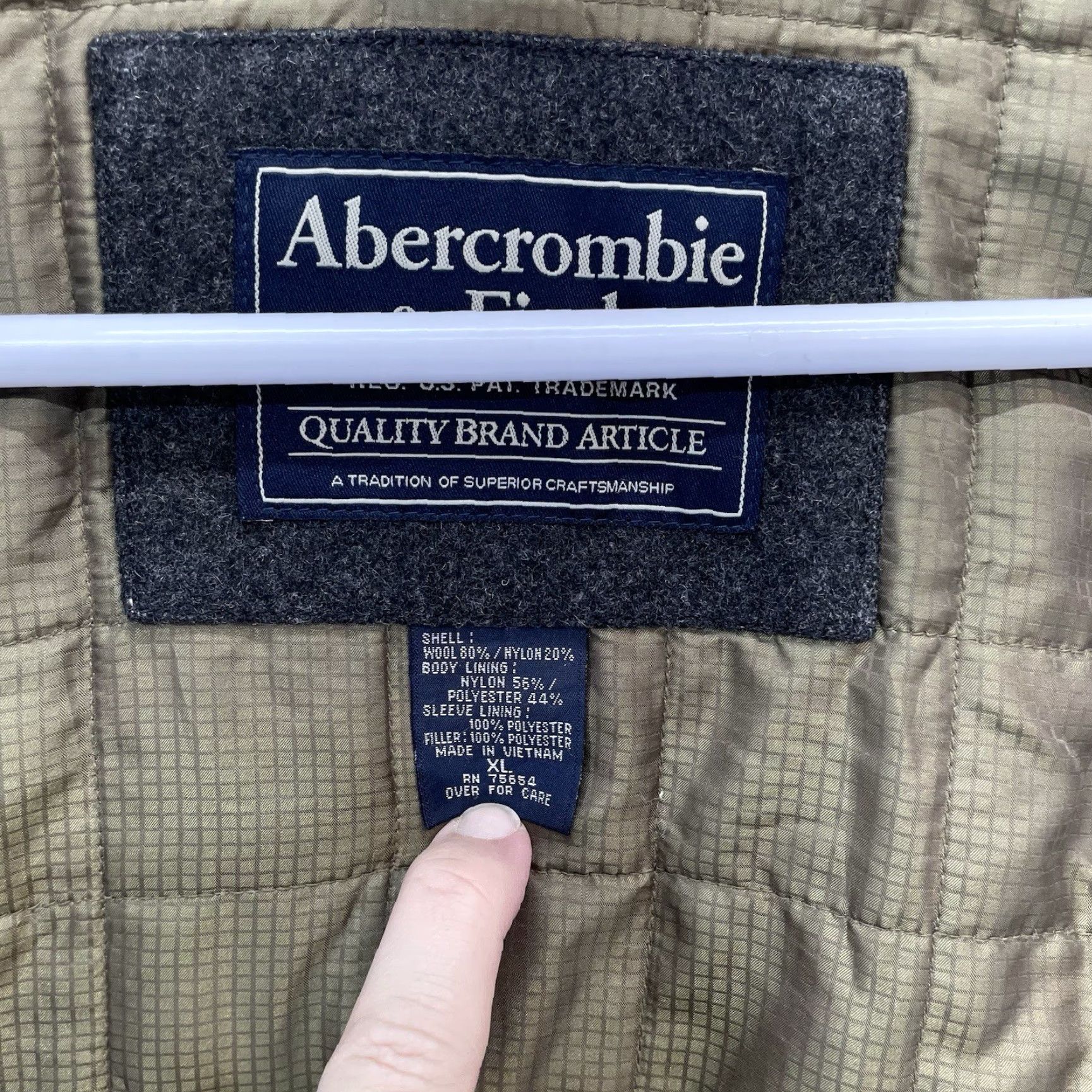 Abercrombie & Fitch VTG Abercrombie & Fitch Jacket Men XL Wool Bomber Gray Full Zip Quilted 90s Shirt? Size US XL / EU 56 / 4 - 4 Thumbnail