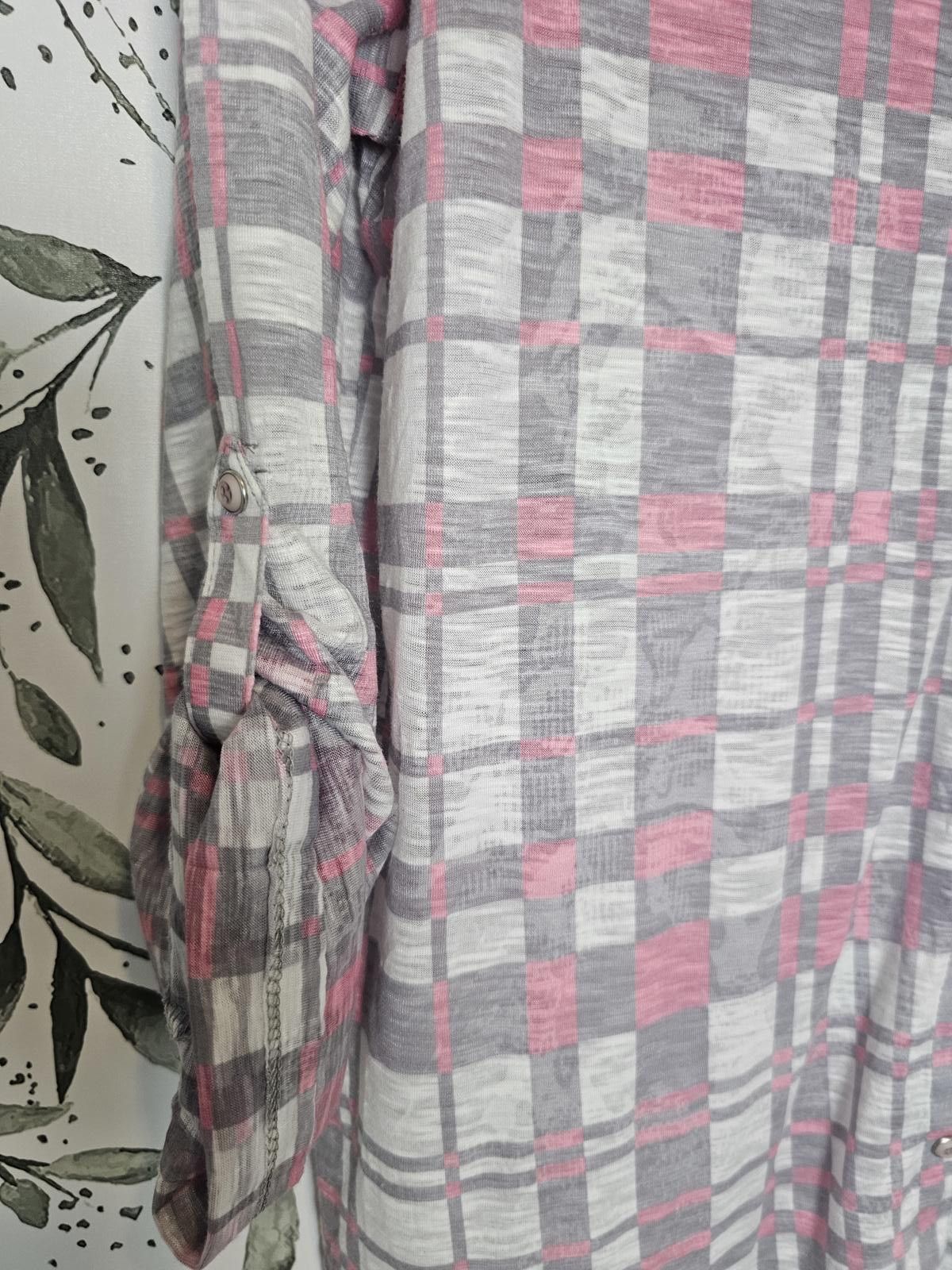 Designer David Cline Shirt Pink Womes L Plaid Print Sheer Size L / US 10 / IT 46 - 2 Thumbnail