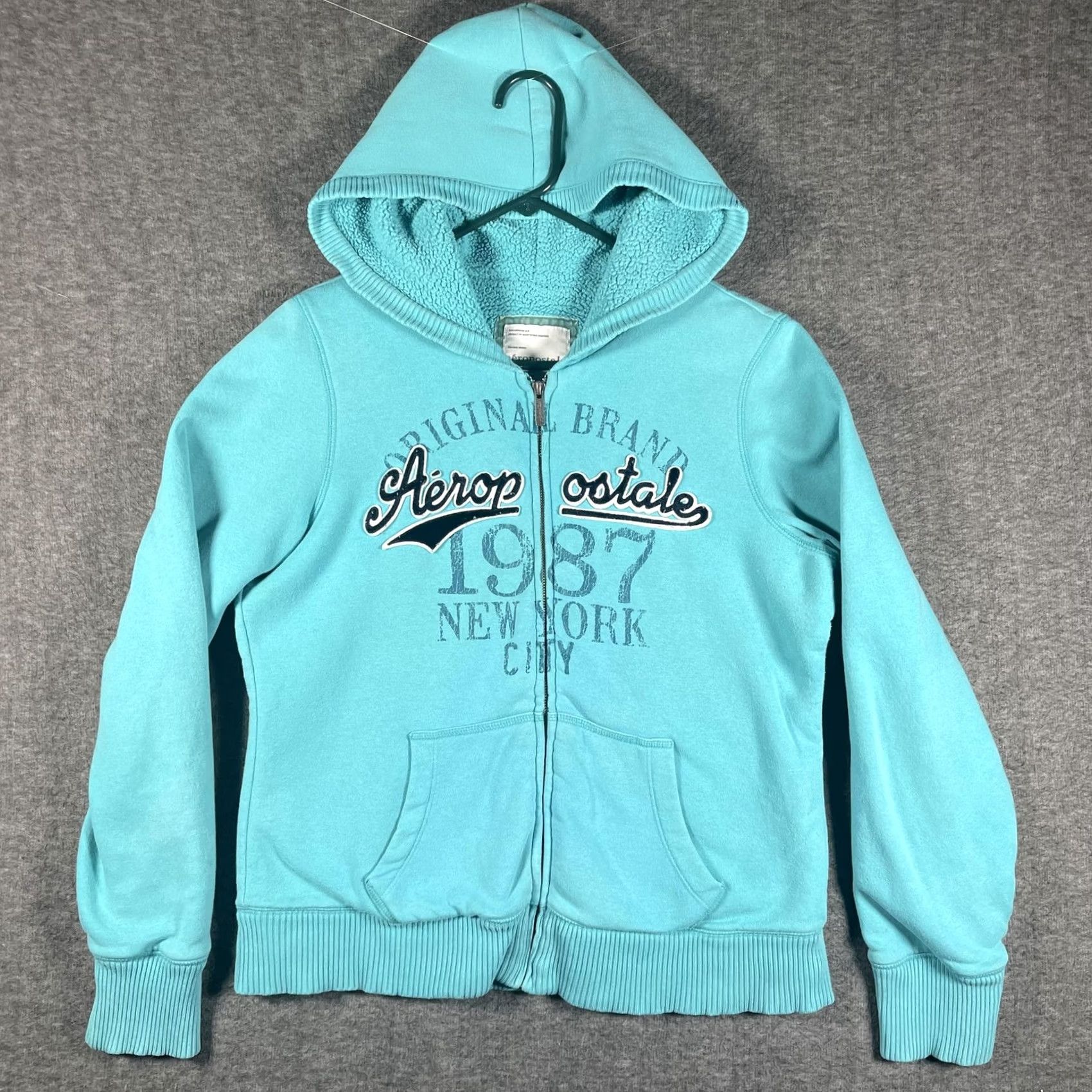Aeropostale Aeropostale Hoodie Juniors XL Blue Sherpa Lined Spellout Y2K Cozy Girls Hoodie Size XL / US 12-14 / IT 48-50 - 2 Thumbnail