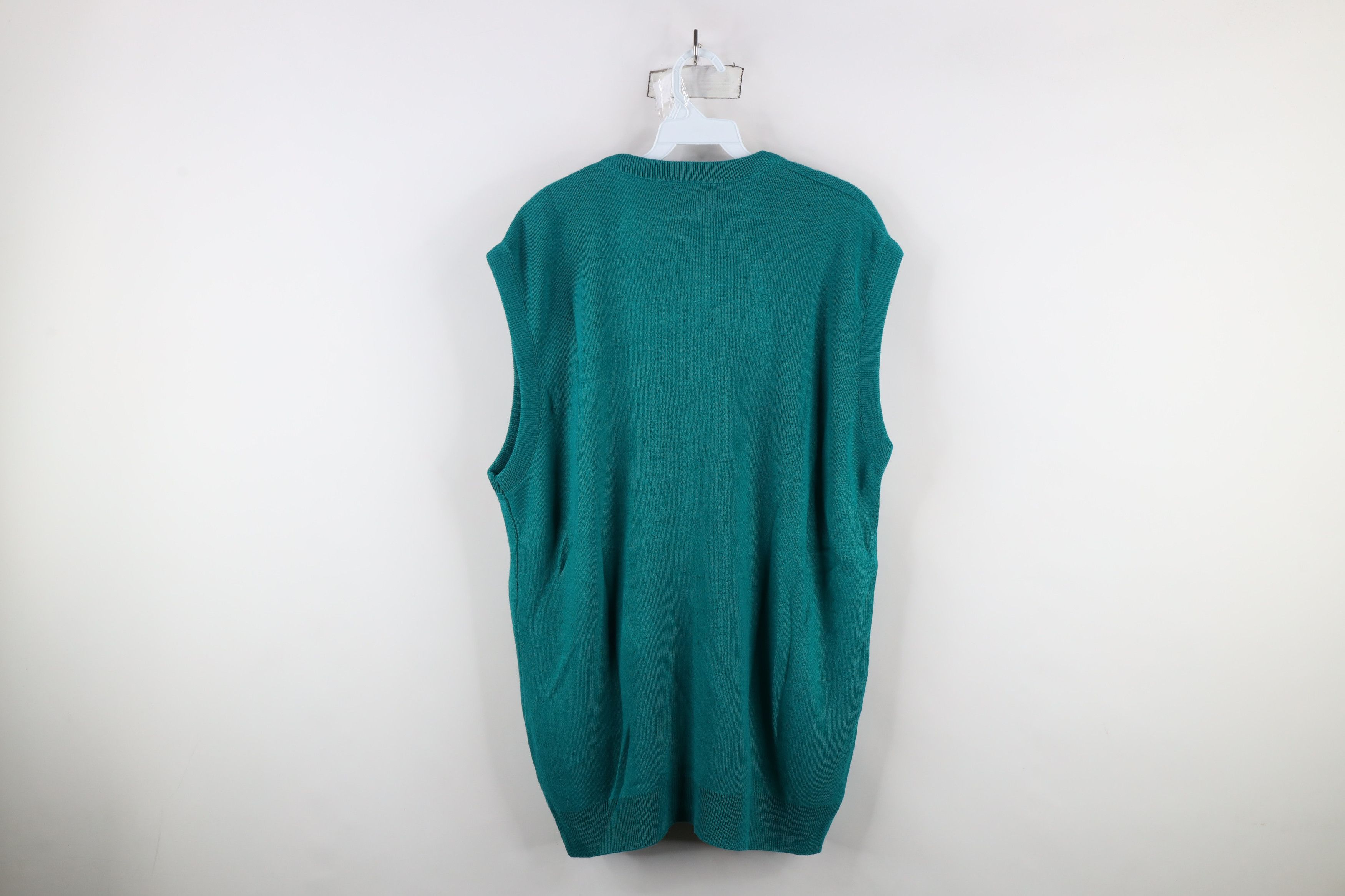 Vintage Vintage 90s Streetwear Knit V-Neck Sweater Vest Teal USA Size US XXL / EU 58 / 5 - 9 Thumbnail