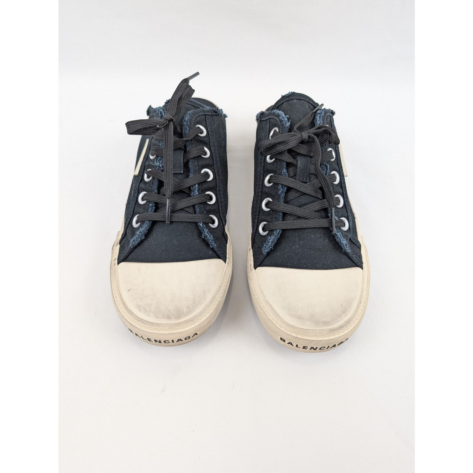Balenciaga o1rshd1 Paris Mule Destroyed Mule VLUC in Black/White Size US 8 / EU 41 - 16 Thumbnail