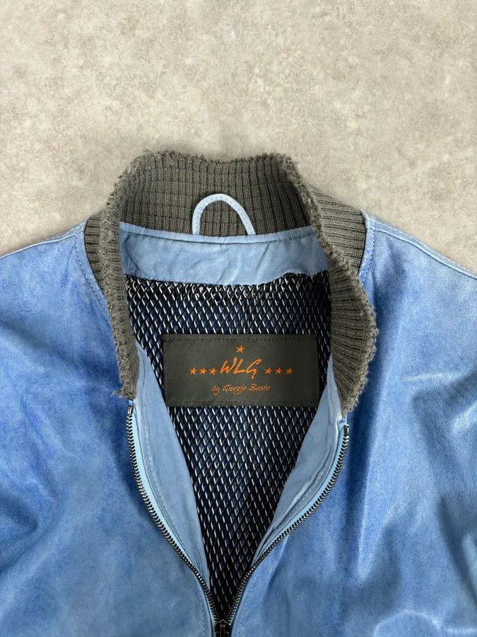 Giorgio Brato Giorgio Brato Baby Blue Faded Leather Jacket Size US M / EU 48-50 / 2 - 8 Thumbnail