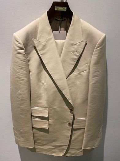 Image of Tom Ford O1W1Db10124 Silk Blazer In Butter Cream, Men's (Size Small)