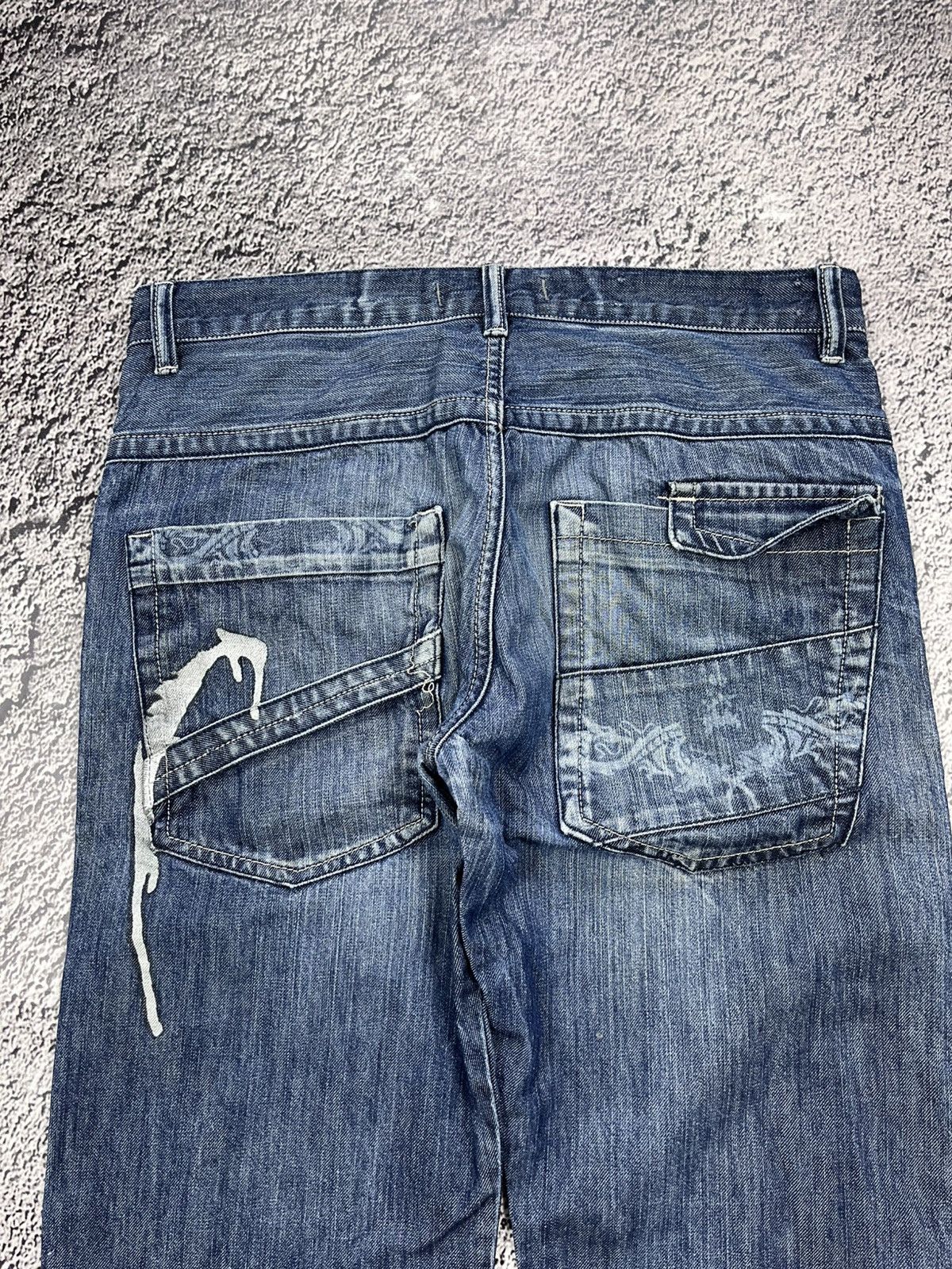 Vintage Y2K faded japan trashed jeans streetwear size 36