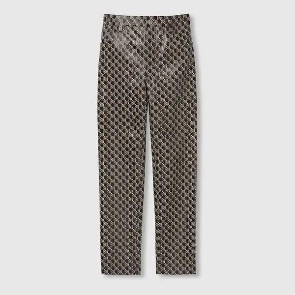 o1loc1c0226 801454 Leather Pants With GG Shadow Multicolor