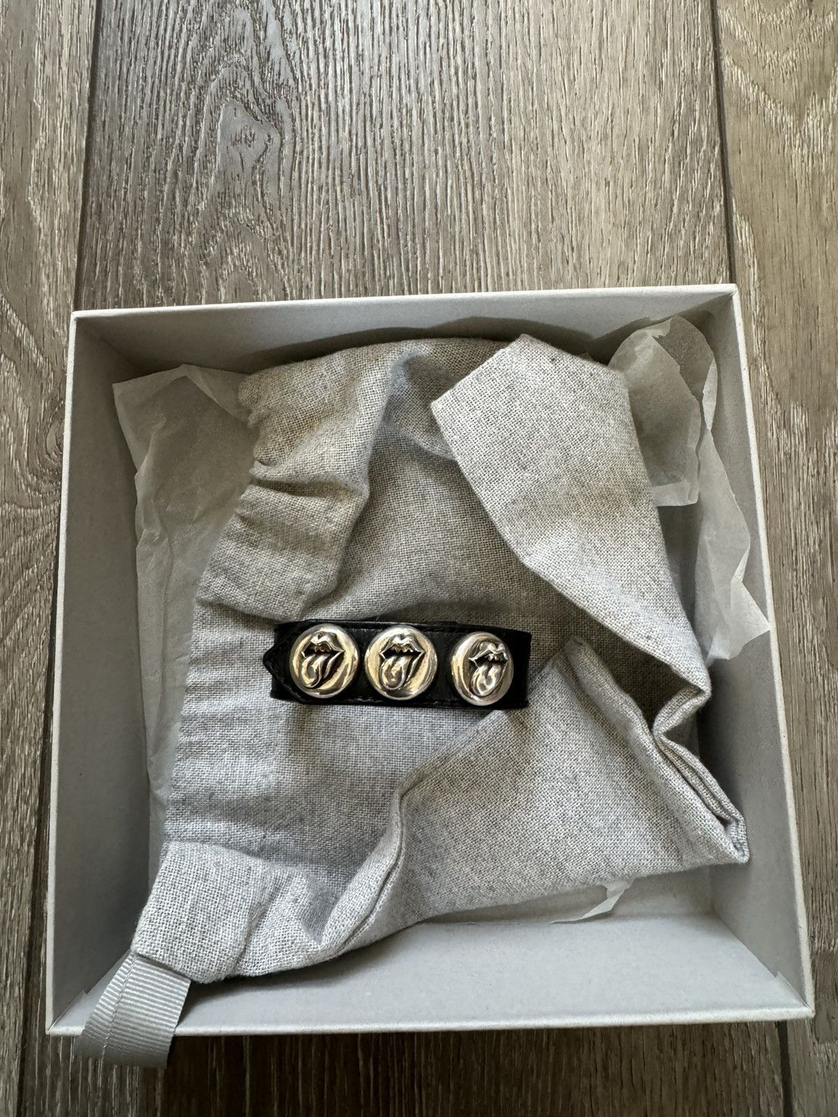 Chrome hearts Rolling Stones lip and tongue leather bracelt