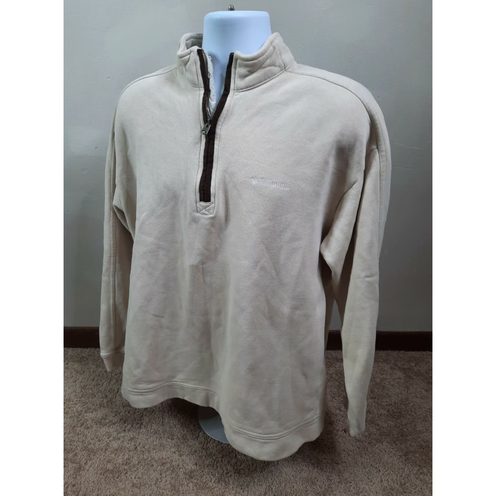 Vintage Columbia Mens Jacket Pullover 1/4 Zip Fleece Beige Size L Mock Zip Jacket Casual Outdoor Size US L / EU 52-54 / 3 - 3 Thumbnail